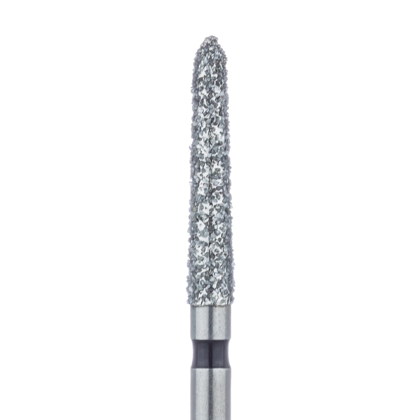 Meisinger 879H-021-FG Multi-Use Diamond Bur, X-Coarse (Super Coarse), Tapered Torpedo/Chamfer, 2.1 mm Head, 10 mm Working Length, Friction Grip, 5/Pack - Mesiginer Diamonds 879H-021-FG X-Coarse 5/Pk - Image 1
