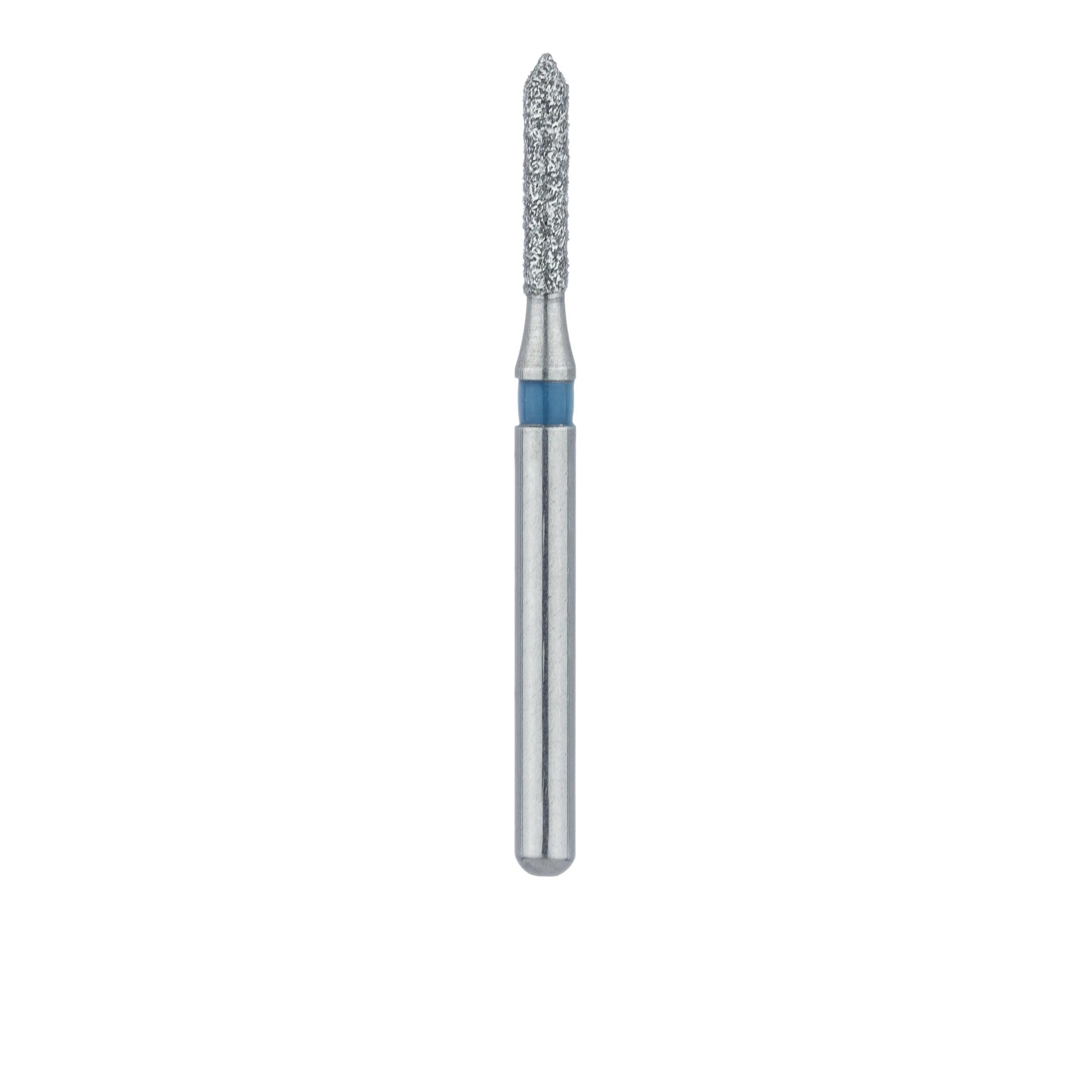 Meisinger 884-012-FG Diamond Bur, Medium Grit, Blue Ring, Pointed Cylinder with Bevel End, Friction Grip, 1.2 mm Head Diameter, 6.0 mm Head Length, 5/Pkg thumbnail 2