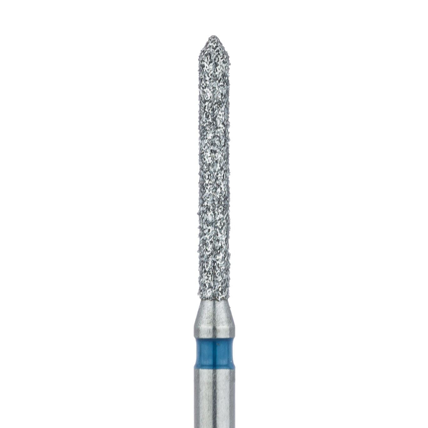 Meisinger 886-012-FG Diamond Bur, Medium Grit, Blue Ring, Cylinder with Bevel End, Friction Grip, 1.2 mm Head Diameter, 10.0 mm Head Length, 5/Pkg - Diamond Instruments – FG, Medium, Blue, Cylinder, Bevel End, 5/Pkg - 886-012-FG, 1.2 mm Head Diameter, 10.0 mm Head Length - Image 1
