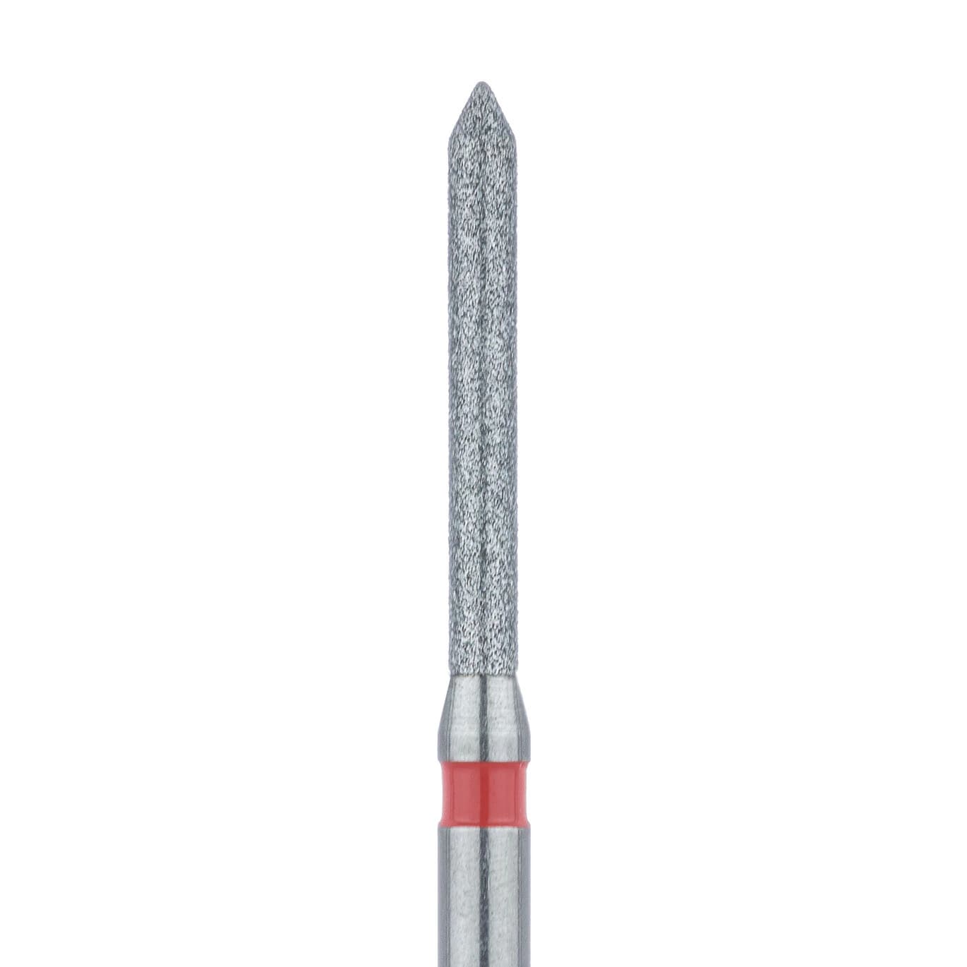 Meisinger 886F-012-FG Fine Diamond Bur, Pointed Cylinder, Bevel End, Friction Grip, 1.2 mm Head Diameter, 10.0 mm Head Length, 5/Pkg - Diamond Instruments – FG, Fine, Red, Cylinder, Bevel End, 5/Pkg - 886F-012-FG, 1.2 mm Head Diameter, 10.0 mm Head Length - Image 1
