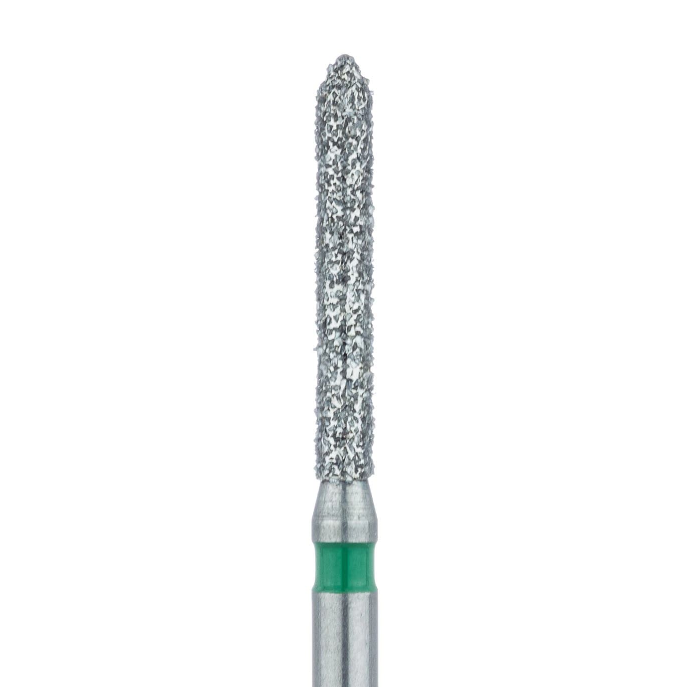 Meisinger 886G-014-FG Coarse Diamond Bur, Friction Grip, Cylinder with Bevel End, 1.4 mm Head Diameter, 10.0 mm Head Length, Green Ring, 5/Pkg - Diamond Instruments – FG, Coarse, Green, Cylinder, Bevel End, 5/Pkg - 886G-014-FG, 1.4 mm Head Diameter, 10.0 mm Head Length - Image 1