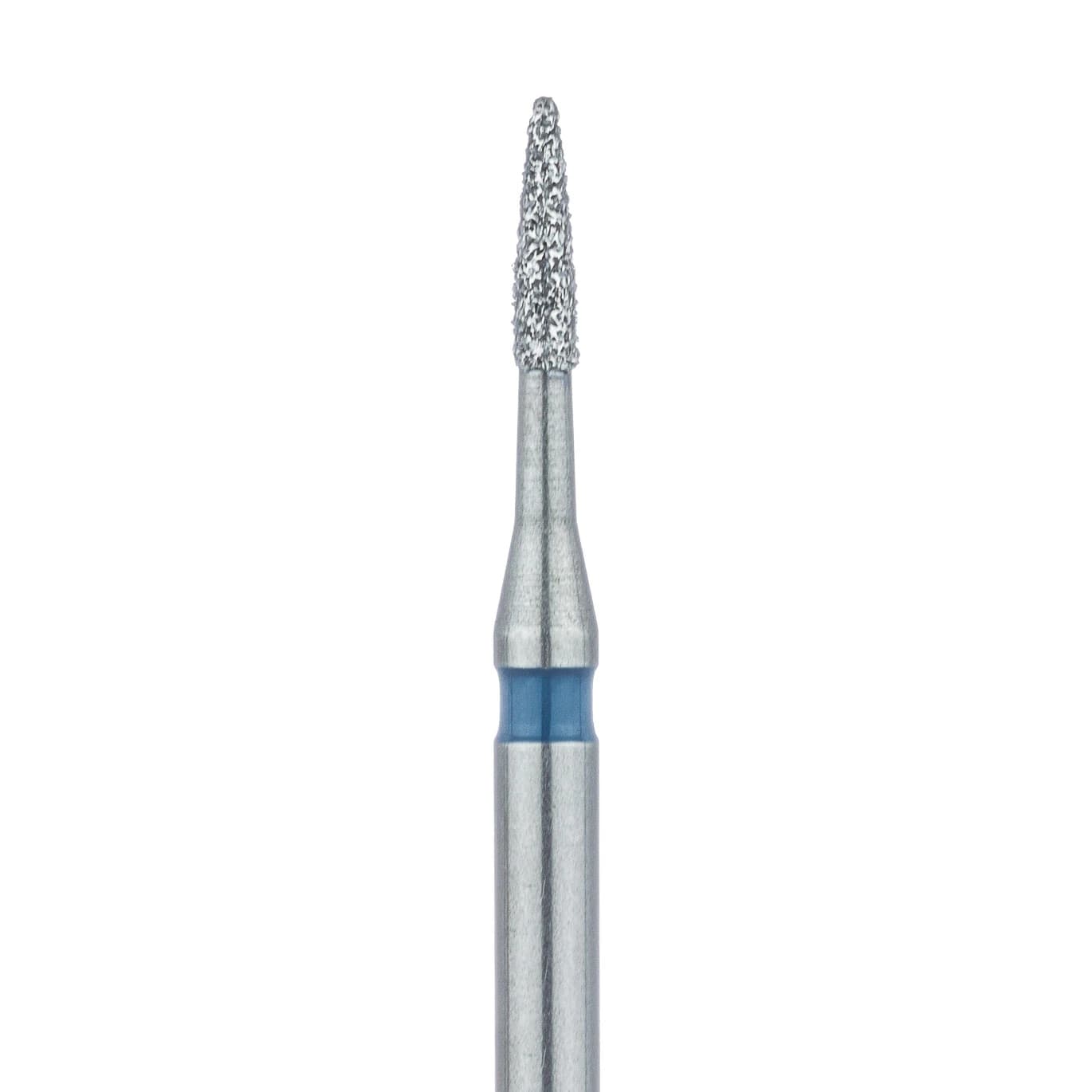 Meisinger 889L-010-FG Medium Grit Flame Diamond Bur, Friction Grip, Long Shank, Blue Ring, 1.0 mm Head, 5/Pack - Meisinger Diamond, FG, Long Shank, Medium, Blue, Needle, 889L, Pkg/5 - Image 1