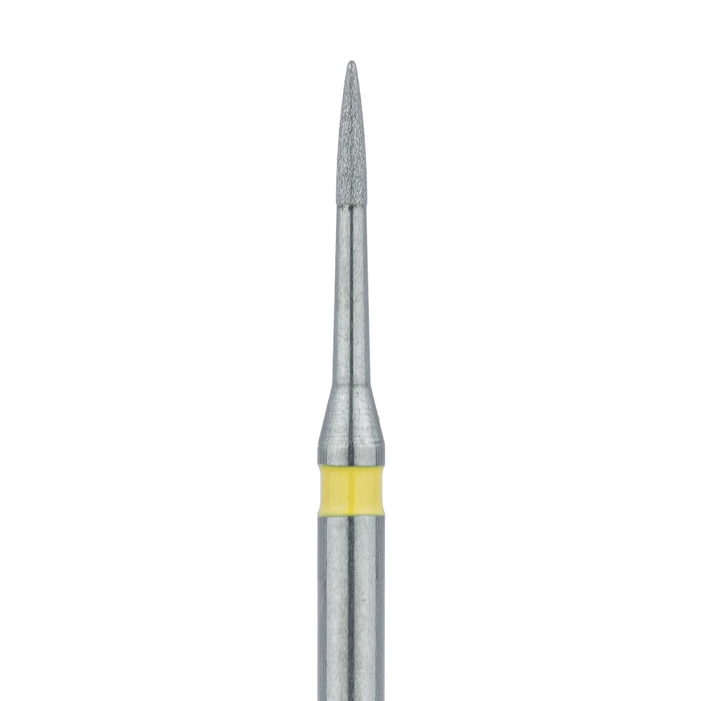Meisinger 889LC-009-FG Diamond Bur, FG, Extra Fine (Yellow), Flame Shape, Point End, 0.9 mm Head Diameter, 3.5 mm Head Length, 5/Pkg - Diamond Instruments – FG, Extra Fine, Yellow, Flame, Point End - 889LC-009-FG, 0.9 mm Head Diameter, 3.5 mm Head Length, 5/Pkg - Image 1