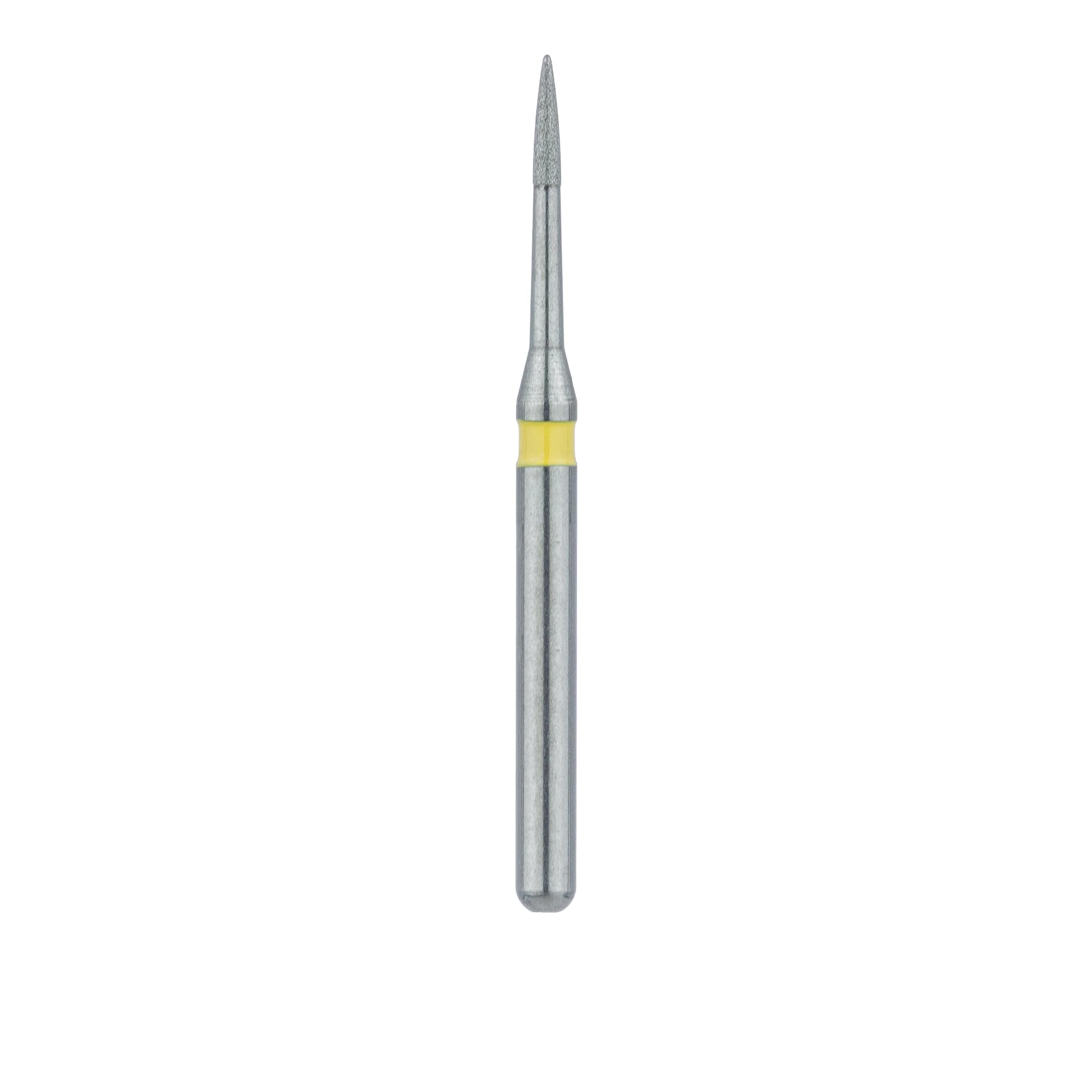 Meisinger 889LC-009-FG Diamond Bur, FG, Extra Fine (Yellow), Flame Shape, Point End, 0.9 mm Head Diameter, 3.5 mm Head Length, 5/Pkg thumbnail 2