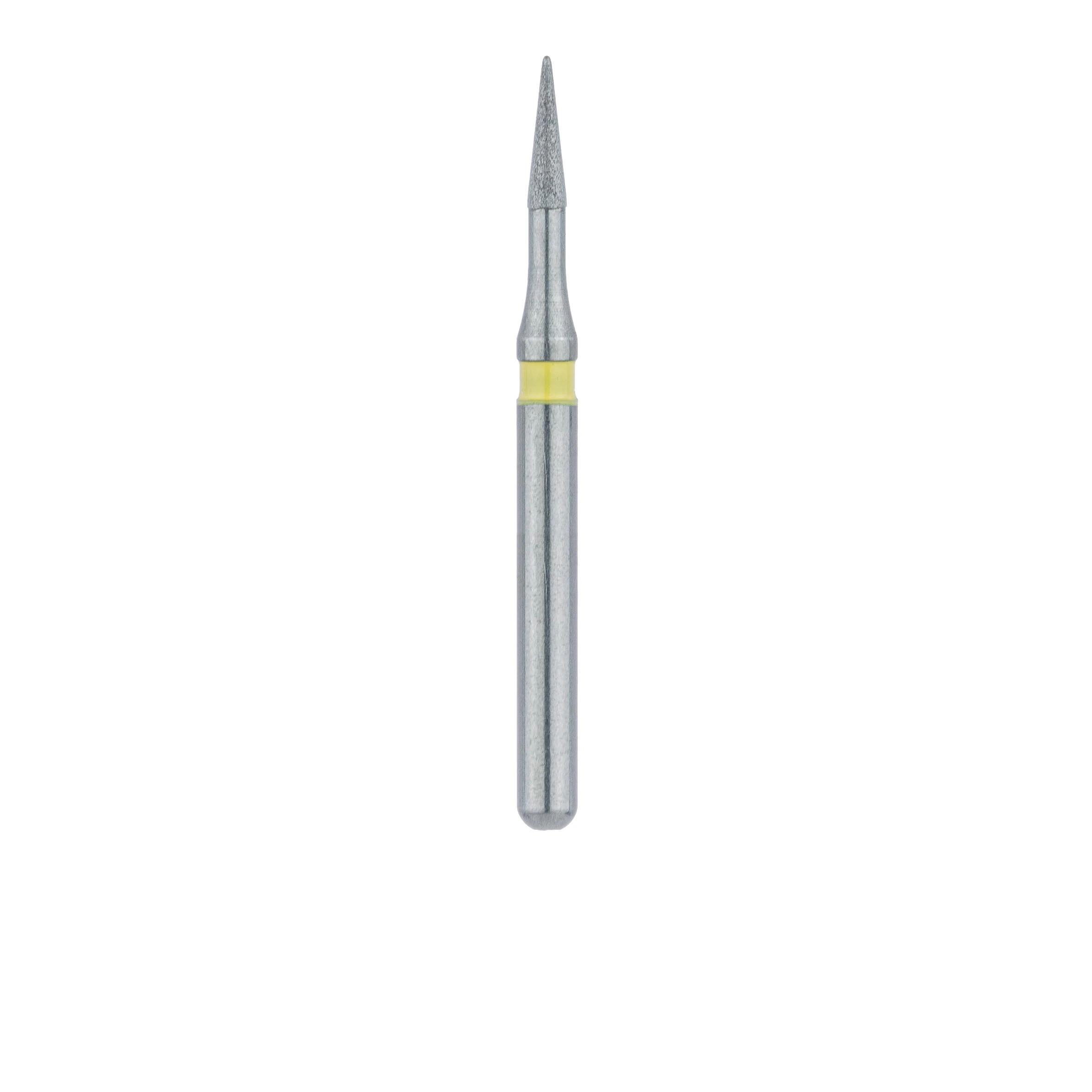 Meisinger 890C-010-FG Multi-Use Diamond Bur, Extra Fine (Yellow), Needle Shape, 1.0 mm Head Diameter, 4.0 mm Working Length, Friction Grip, 5/Pack thumbnail 2