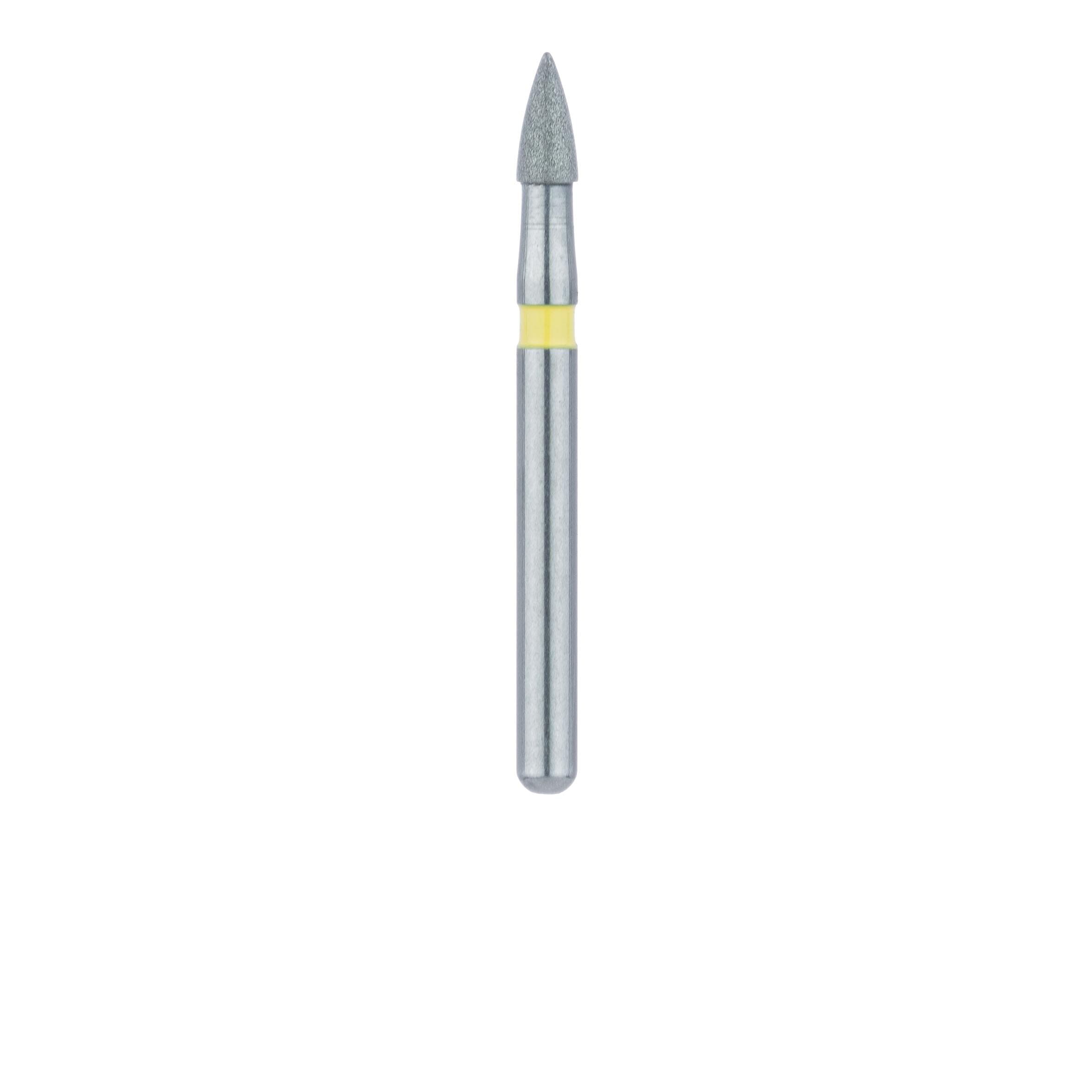 Meisinger 895C-016-FG Diamond Bur, Extra Fine (Yellow), Flame/Cone, Friction Grip, 1.6 mm Head Diameter, 5.5 mm Head Length, 5/Pkg thumbnail 2