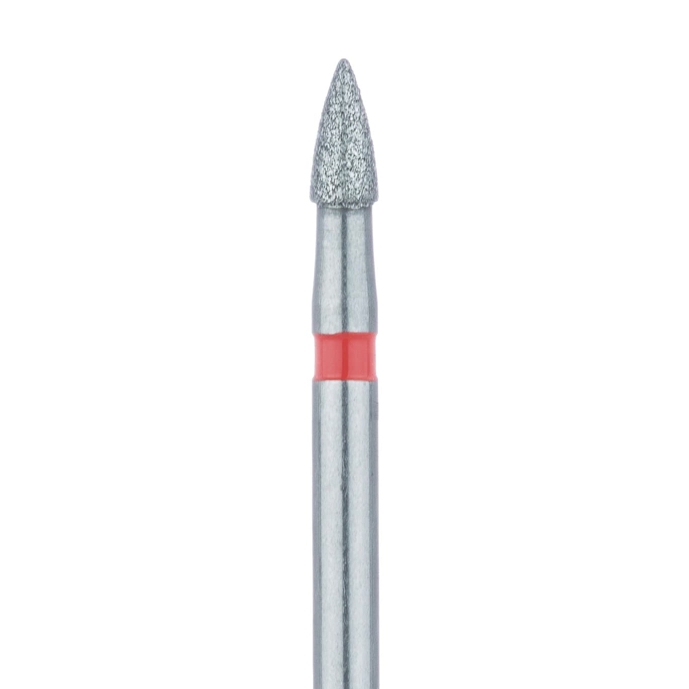 Meisinger 895F-016-FG Fine Diamond Bur, Short Flame, Friction Grip, 1.6 mm Head, 3.5 mm Working Length, Red Ring, 5/Pack - Meisinger Diamond, FG, Fine, Red, Grenade, 895F-016, Pkg/5 - Image 1