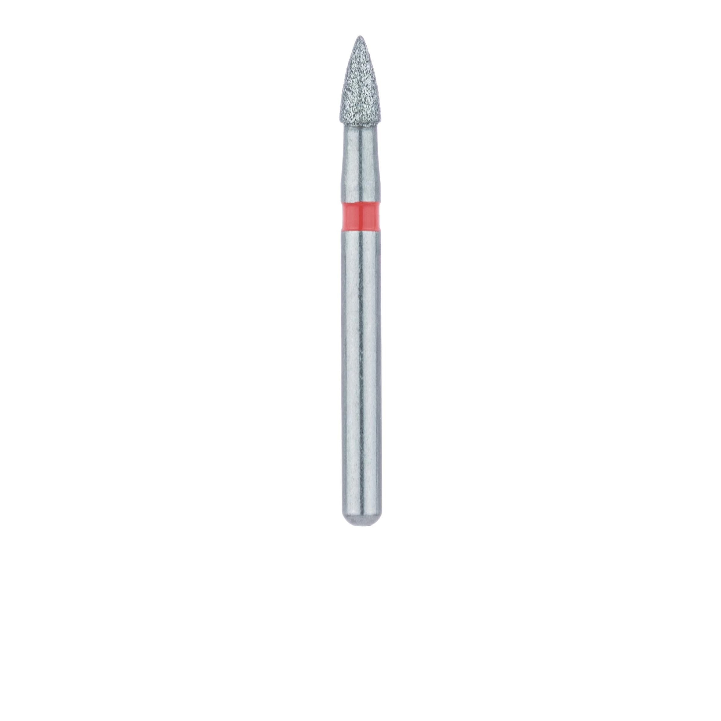 Meisinger 895F-016-FG Fine Diamond Bur, Short Flame, Friction Grip, 1.6 mm Head, 3.5 mm Working Length, Red Ring, 5/Pack thumbnail 2