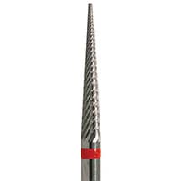 Meisinger Tungsten Carbide Cutter, HM 489FX-023, HP, Tapered Fissure, Flat End, X-Cut Fine, 2.3 mm Diameter, 15.0 mm Head Length, Red Ring, 1 Each - Tungsten Carbide Cutters – HP, FX, Round End, X-Cut Fine, Red Ring - Conical, Flat End, HM 489FX-023, HP, 2.3 mm Diameter, 15.0 mm Head Length - Image 1