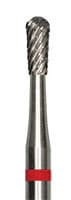 Meisinger Tungsten Carbide Cutter, HM 77MF-023, Mini Fine Pear, X-Cut, Red Ring, HP, 2.3 mm Diameter, 5.5 mm Head Length, 2/Pkg - Tungsten Carbide Cutters – MF, Mini, X-Cut Fine, Red Ring - Pear, HM 77MF-023, HP, 2.3 mm Diameter, 5.5 mm Head Length - Image 1
