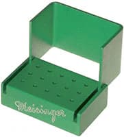 Meisinger GR300 Bur Block, 15 Hole FG, Green, Anodized Aluminum, Autoclavable - 15 Hole FG Green Bur Block - Image 1