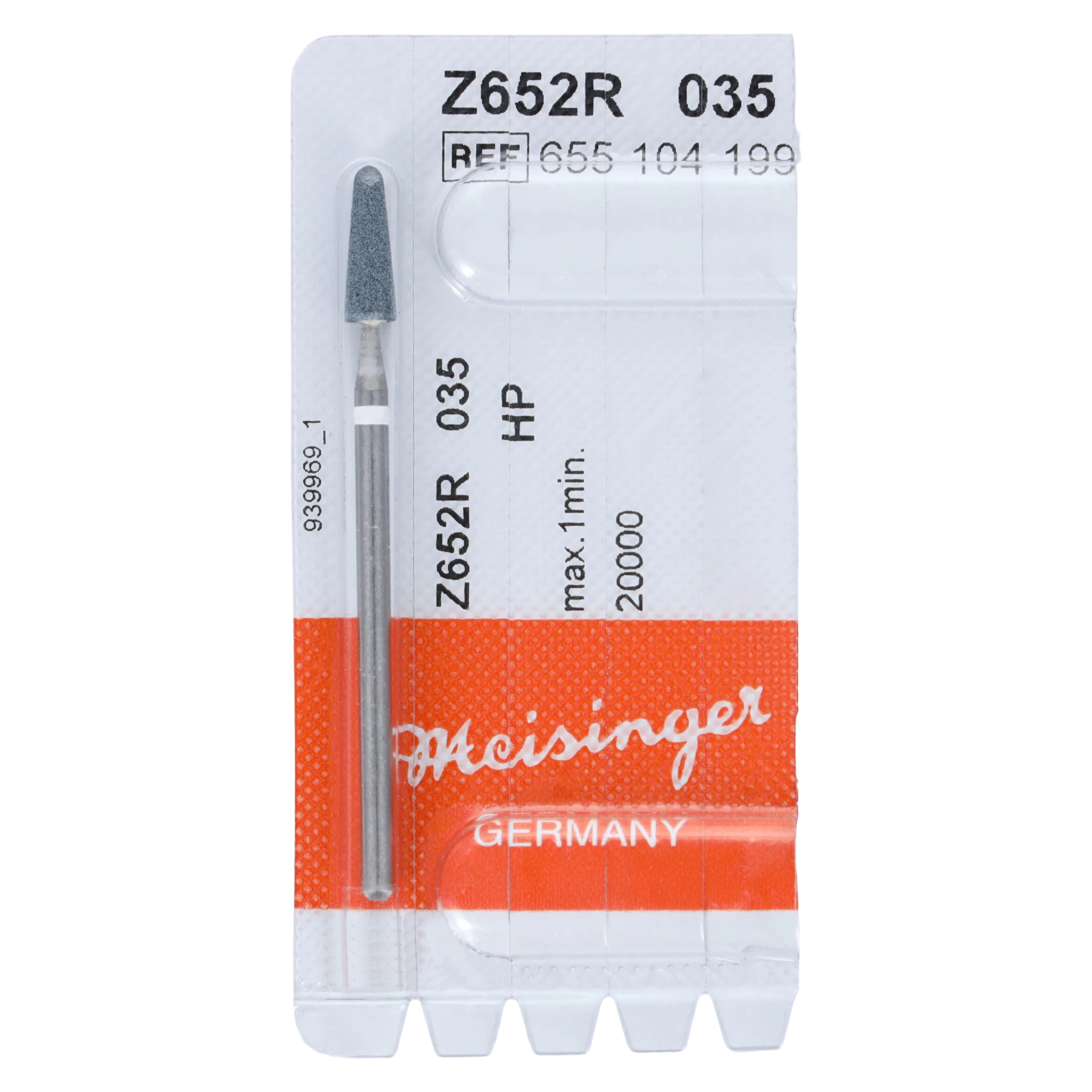 Meisinger Z652R-035 Zirkon Abrasive for Zirconia, HP Handpiece, Round End Taper, 3.5 mm, Grey, 1 Each - Z652R-035 HP ABRASIVE GREEN - Image 1