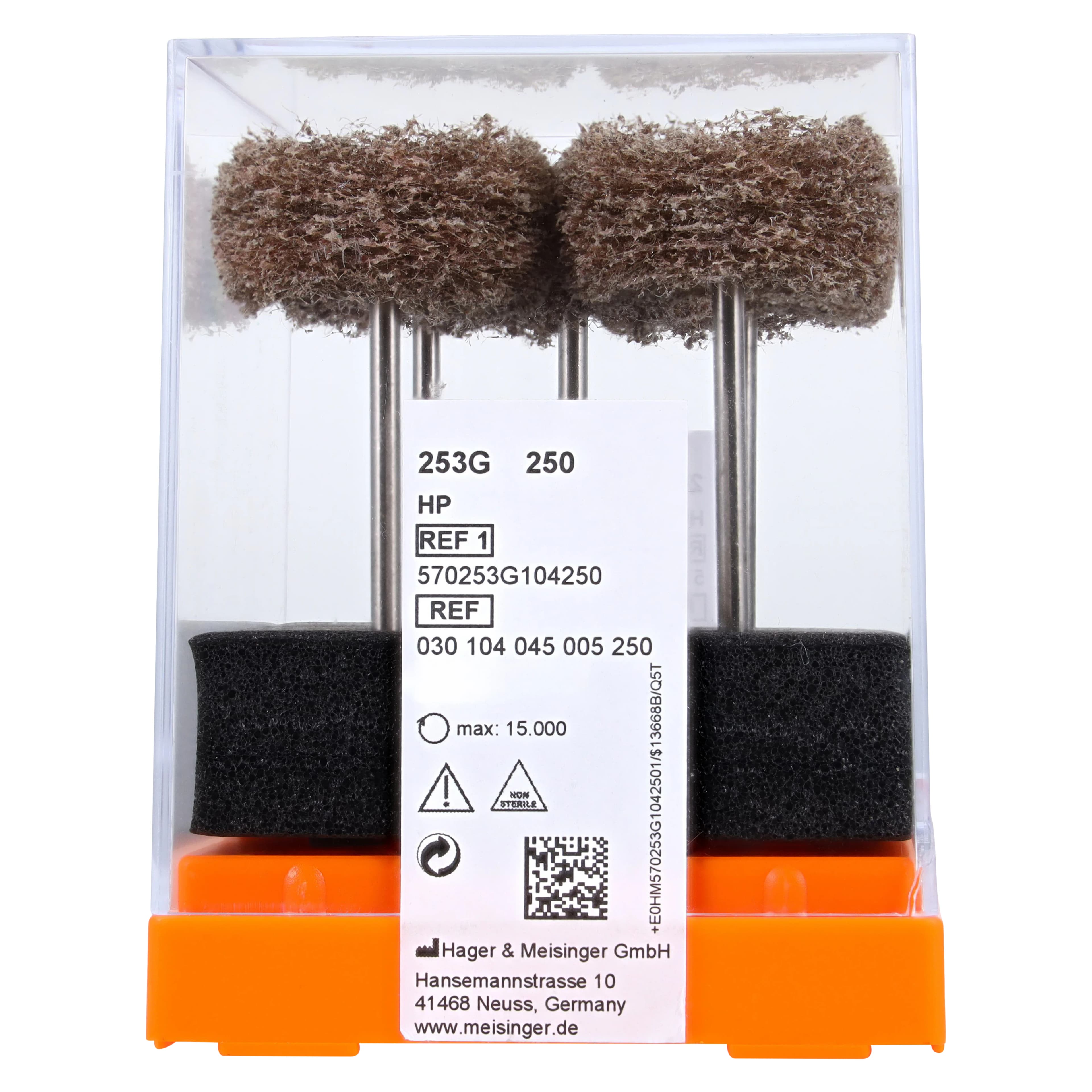 Meisinger Fuzzie Polishing Wheel, Coarse, Brown, 25mm, Handpiece, 5/Pkg, 253G-250-HP thumbnail 3