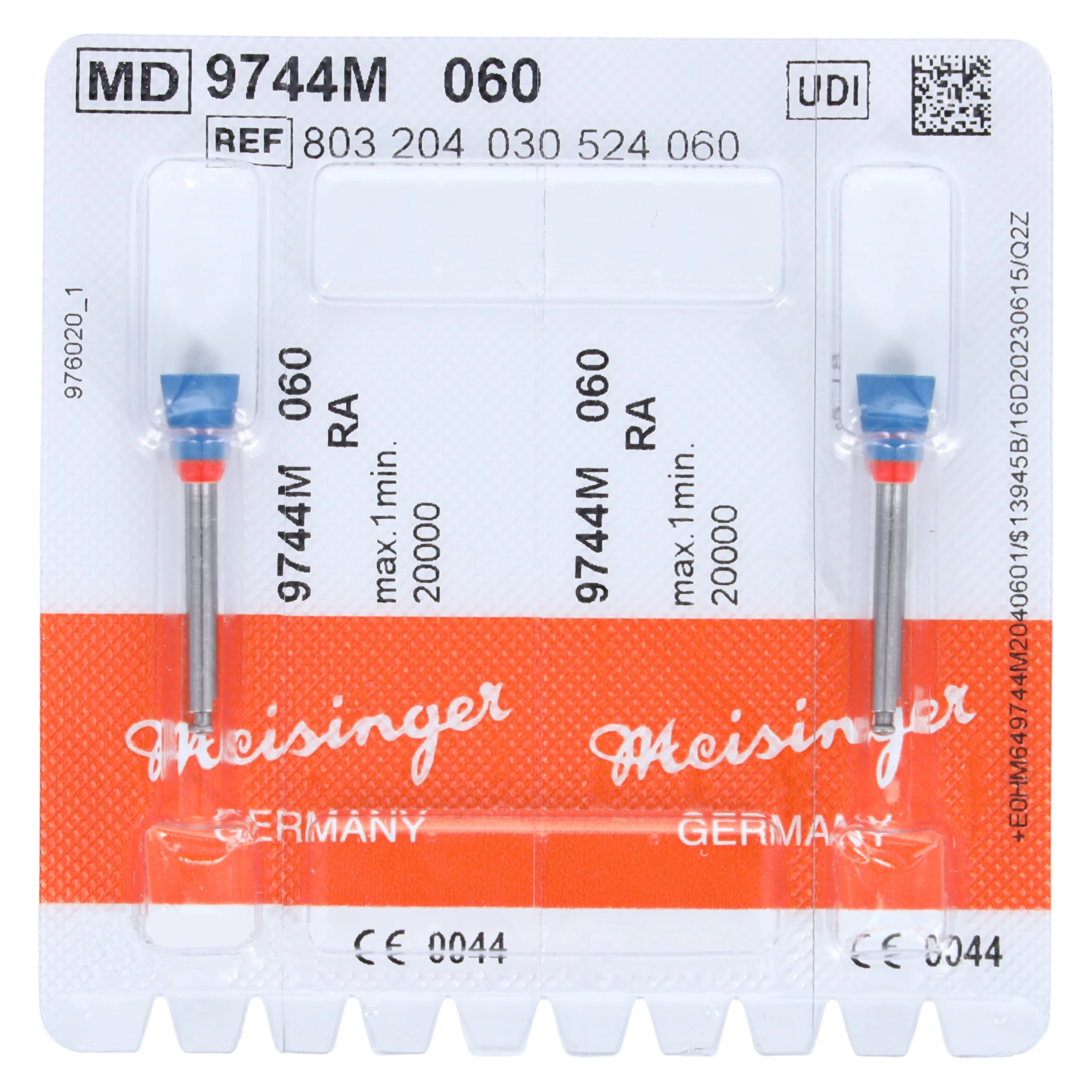 Meisinger Diamond Flexible Polisher Cup, Medium Grit, Blue/Orange, RA (Right Angle), 6.0mm Head, 2/Pk, 9744M-060-RA-BL/O - Diamond Polisher Cup Medium Blue/Orange RA 2/Pk - Image 1