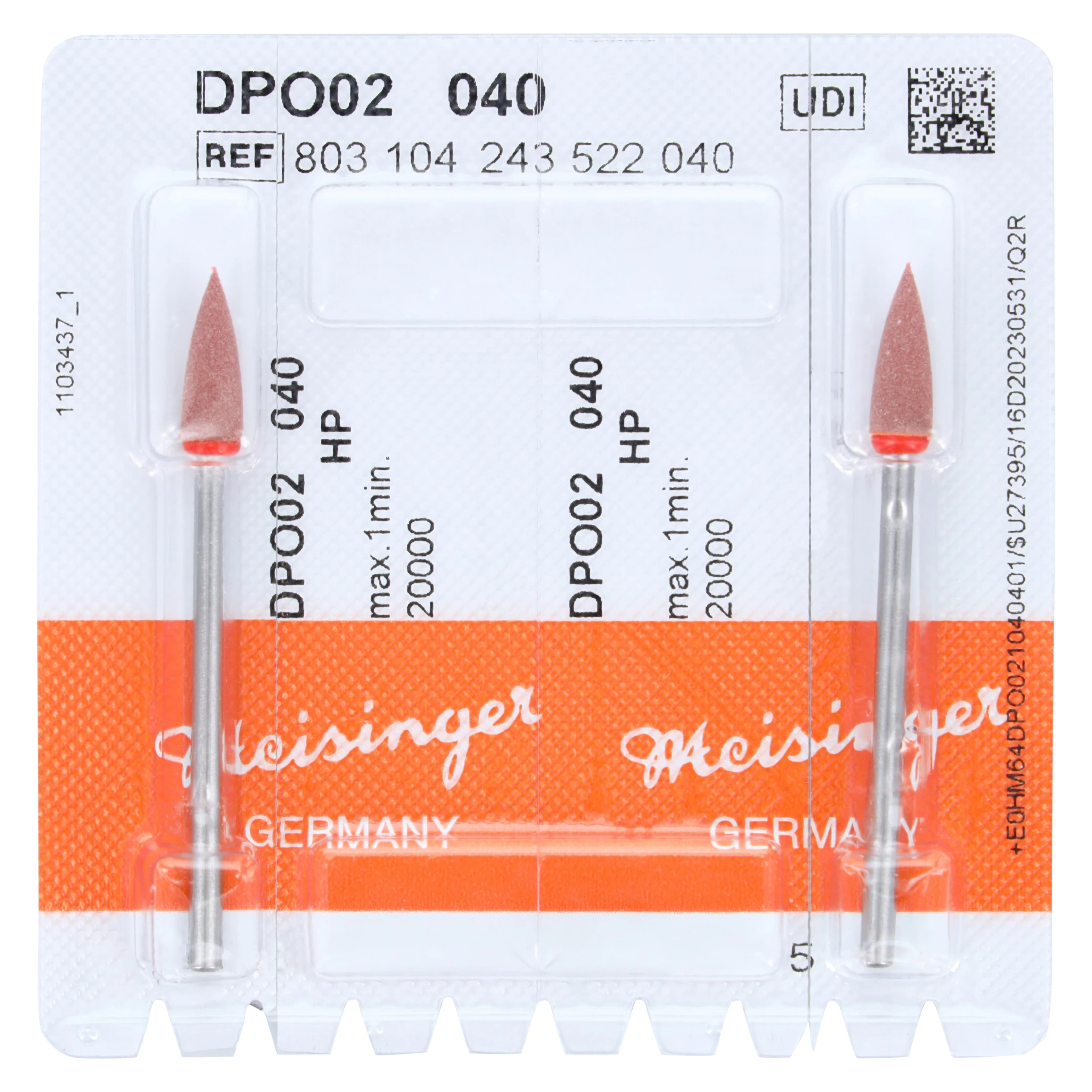Meisinger DPO02-040 HP Red/Orange Flame Polisher, Lithium Disilicate (e.max) Pre-Polish, 4mm, 2/Pk - DPO02-040 HP Red/Orange Flame Polisher (2) - Image 1