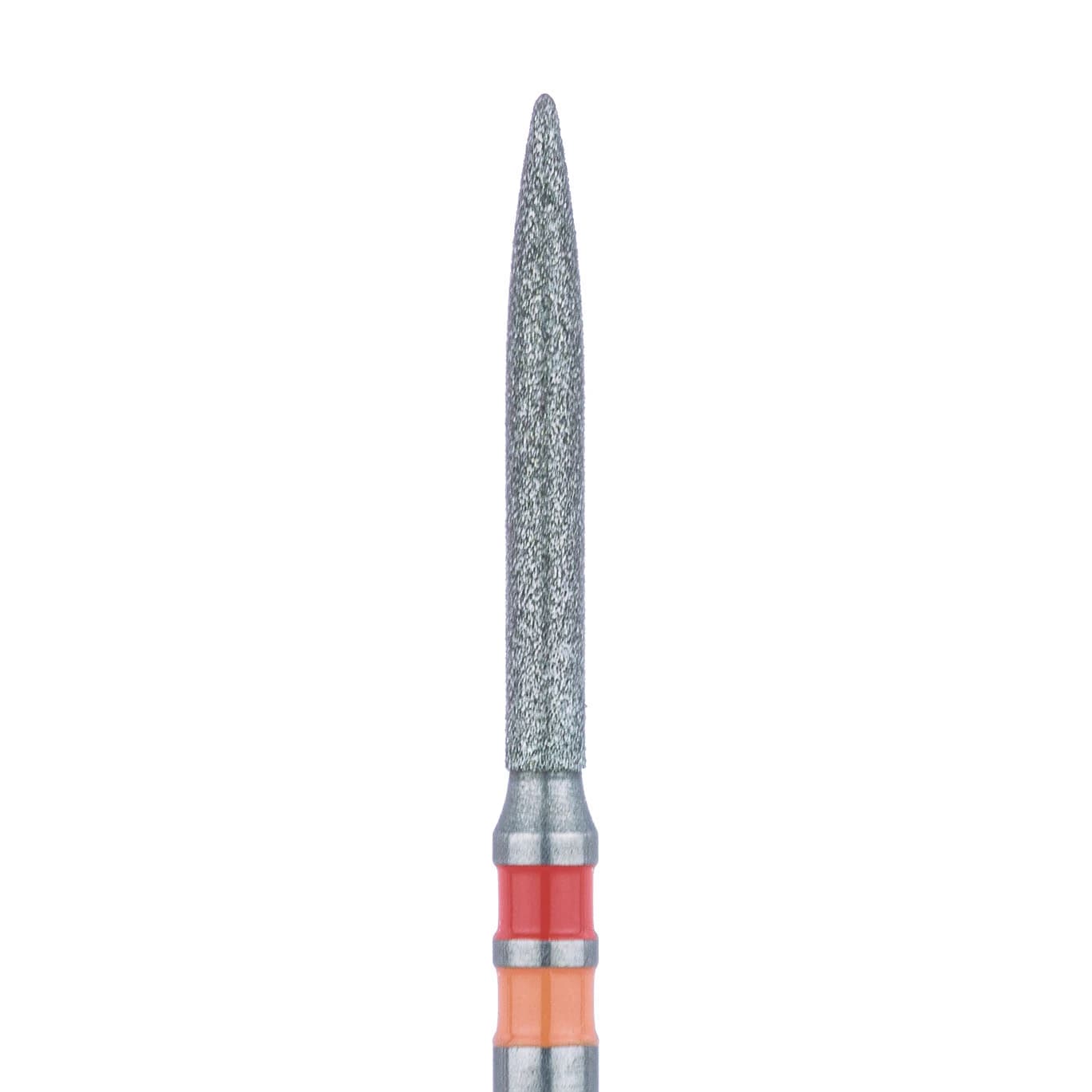 Meisinger Zirconia Diamond Bur, Friction Grip, Long Flame, Fine Grit, Red Ring, 1.2 mm, 5/Pk, Z863F-012-FG - Zirconia Diamond Bur, Friction Grip, Long Flame, 863, 1.2 mm, Fine, Red, 5/Pk, Z863F-012-FG - Image 1