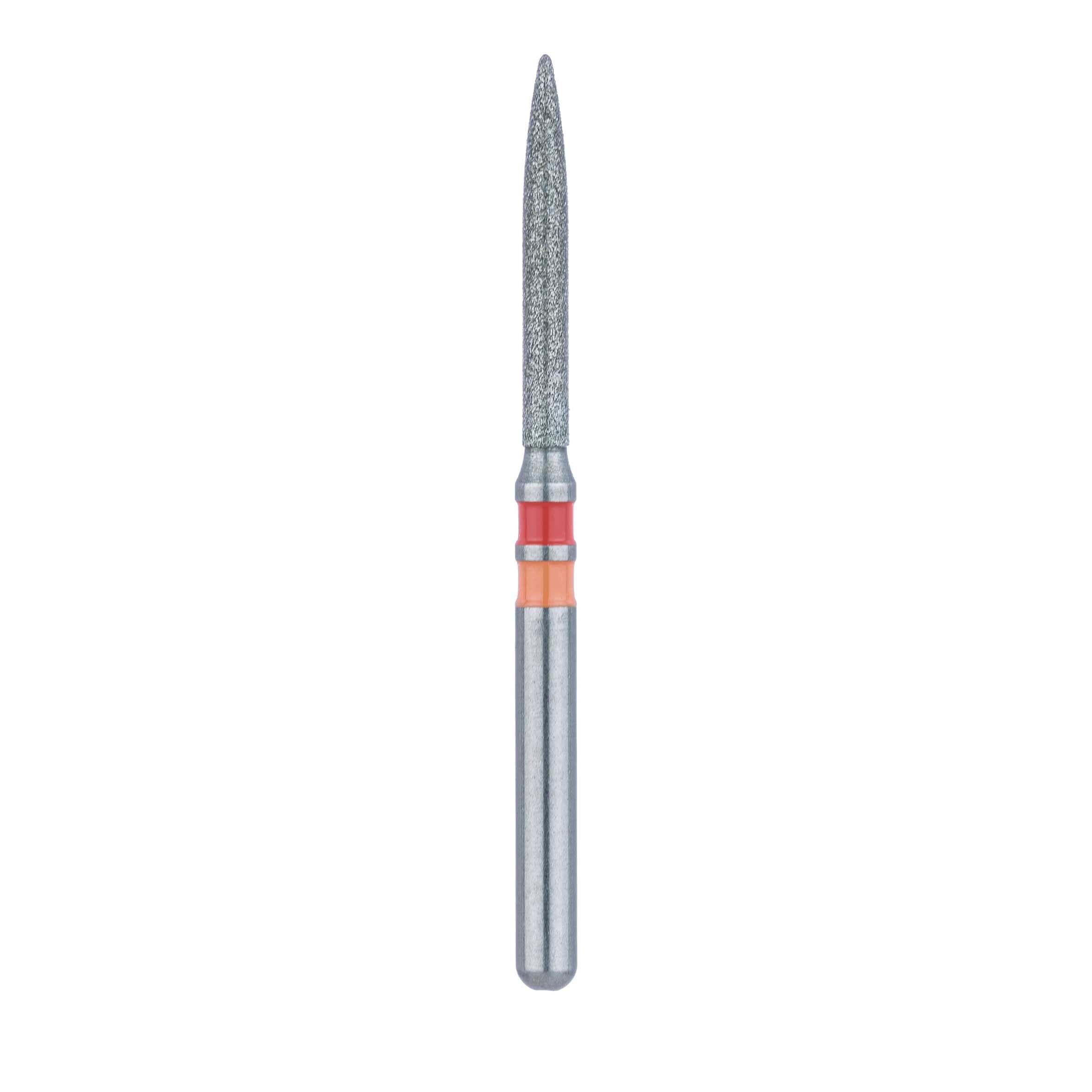 Meisinger Zirconia Diamond Bur, Friction Grip, Long Flame, Fine Grit, Red Ring, 1.2 mm, 5/Pk, Z863F-012-FG thumbnail 2