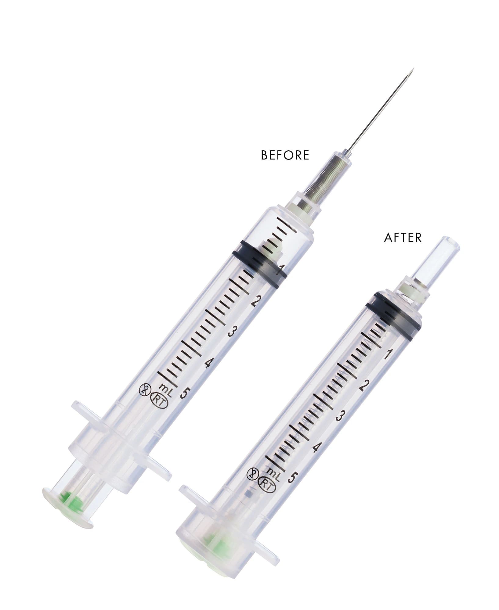 VanishPoint Hypodermic Syringe with Retractable Fixed Needle, 21G x 1", 5cc, Sterile, 6x100/Case - Syringe Vanish Pt 5cc - Image 1
