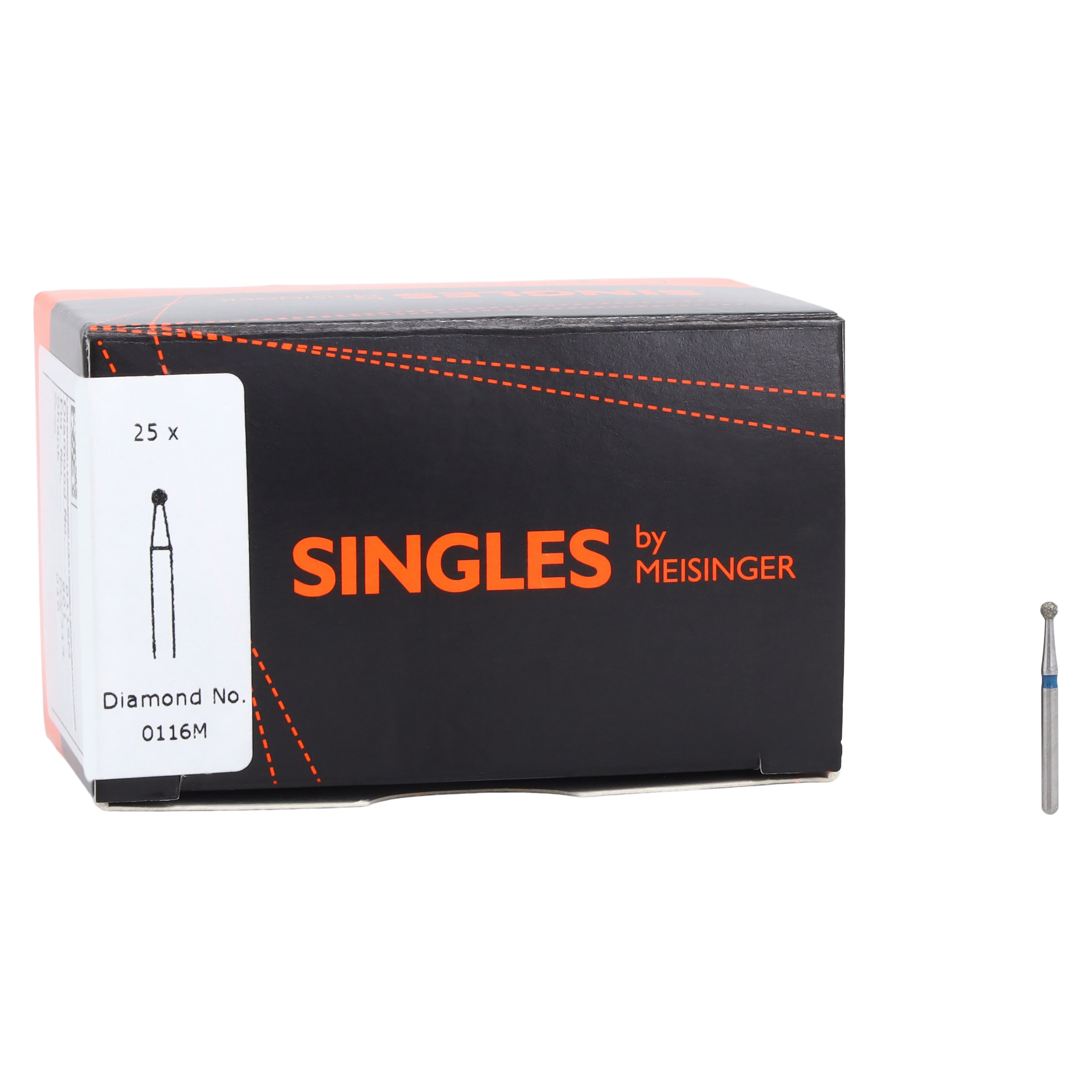 Meisinger Single-Use Sterile Diamond Burs, FG, Round, #0116M, 1.6 mm, Medium Grit, Blue, 25/Pk thumbnail 4
