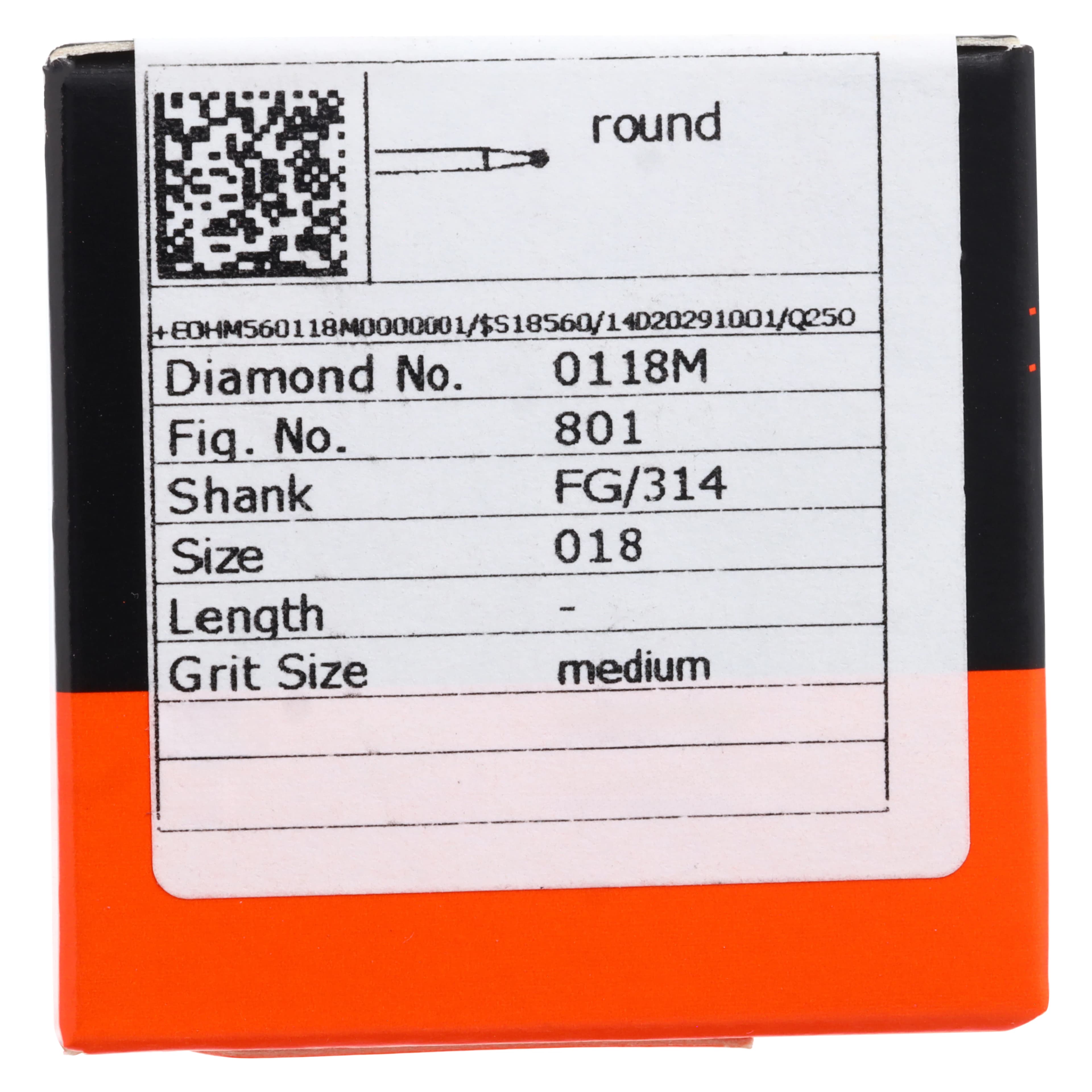 Meisinger Singles Disposable Diamond Bur, FG, Round, Medium Grit, 1.8mm, #0118M, 25/Pack thumbnail 5