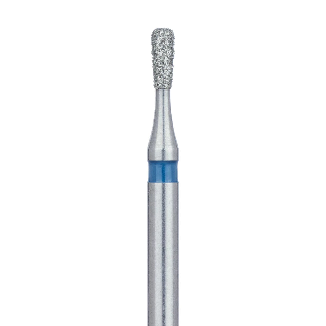 Meisinger FG #0512M Medium Pear Shaped Single-Use Diamond Bur, Friction Grip, 1.2mm Head, 2.7mm Length, Blue Band, 25/Pk - Meisinger FG #0512 Medium, Pear Shaped, Single Use Diamond Burs, 25/Pk - Image 1