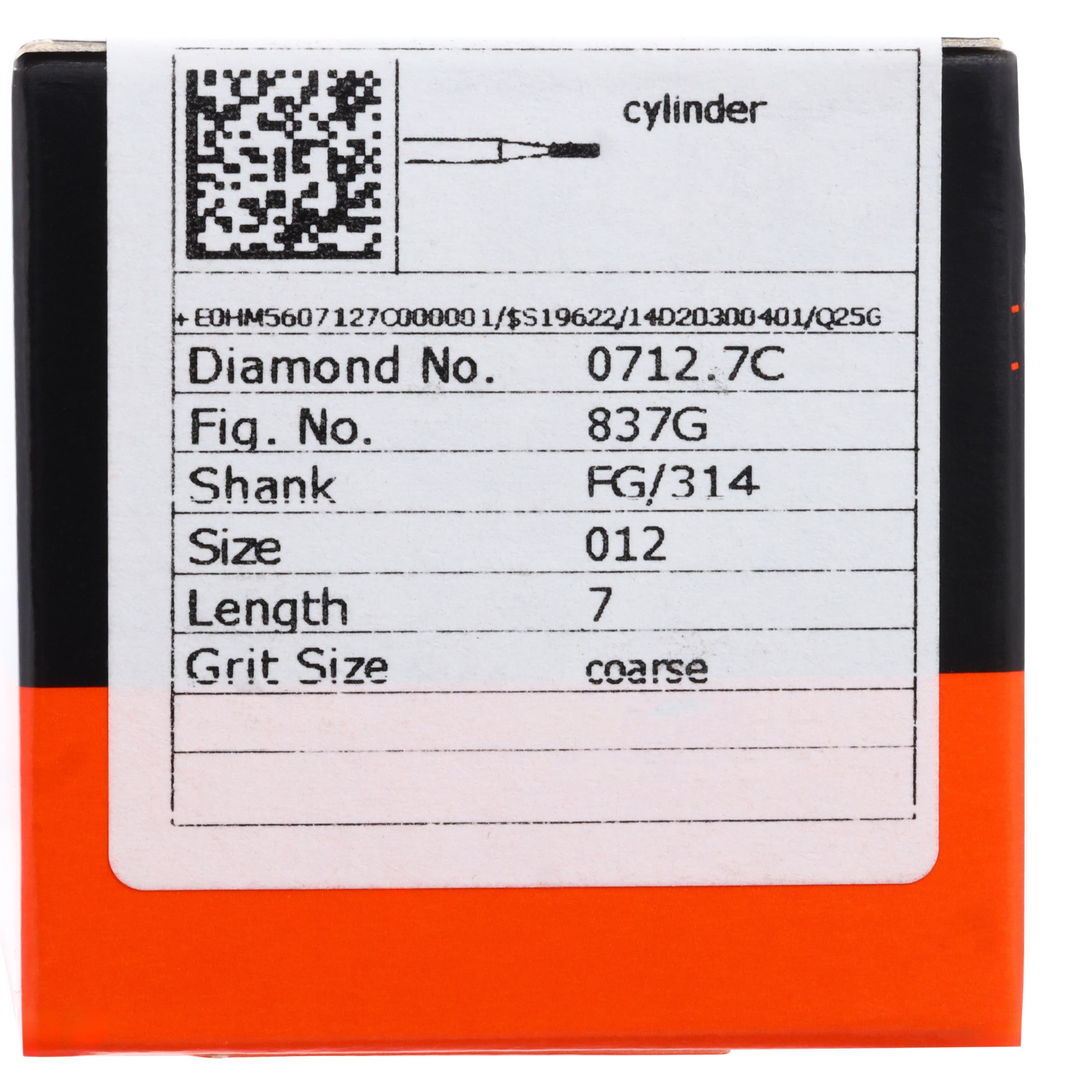 Meisinger Single-Use Sterile Diamond Burs, FG, Cylinder Flat End, #0712.7C, 1.2 mm Diameter, 7.0 mm Length, Coarse, Green, 25/Pk thumbnail 5