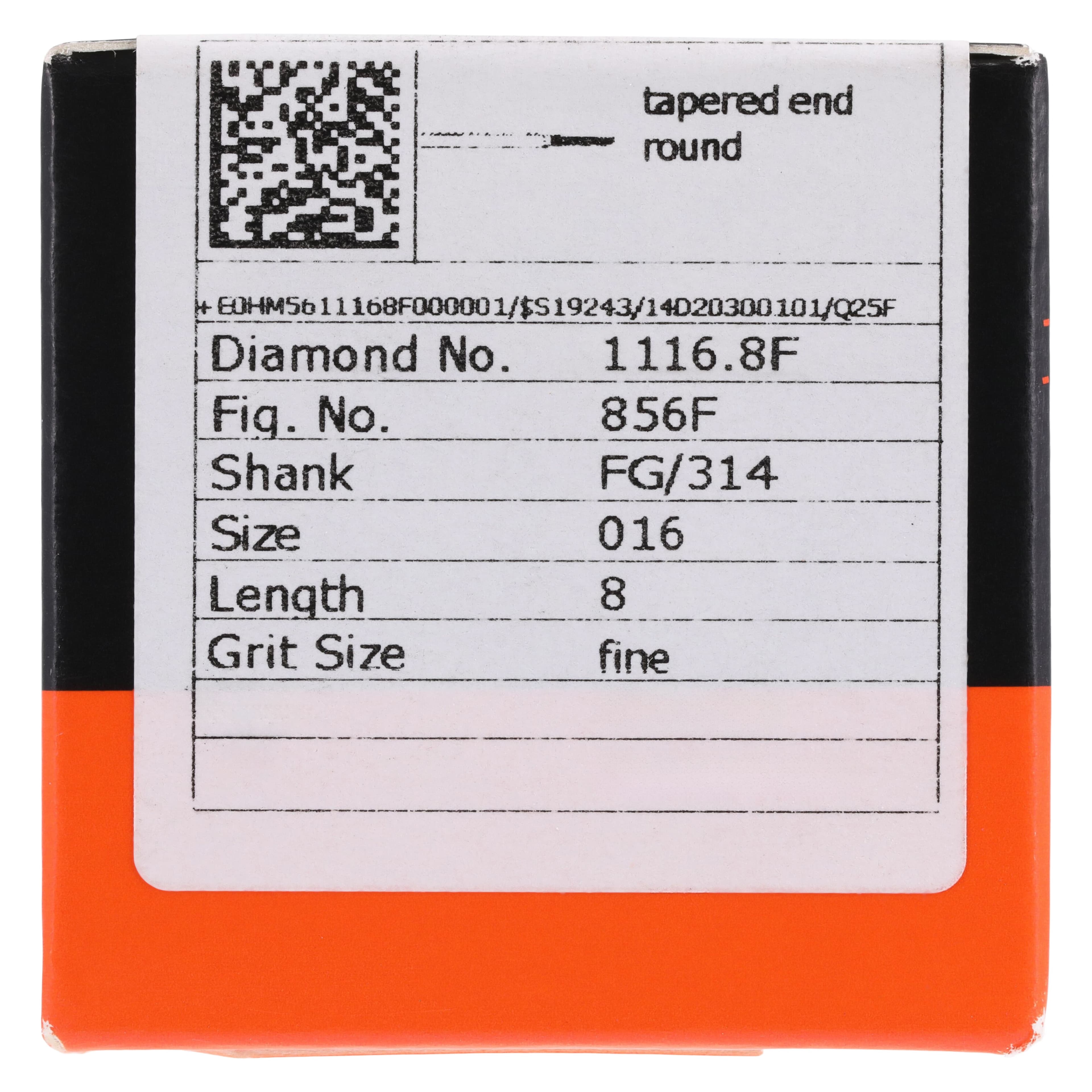 Meisinger Single-Use Sterile Diamond Burs, FG, Tapered Round End, #1116.8F, 1.6 mm, Fine, Red, 25/Pk thumbnail 5