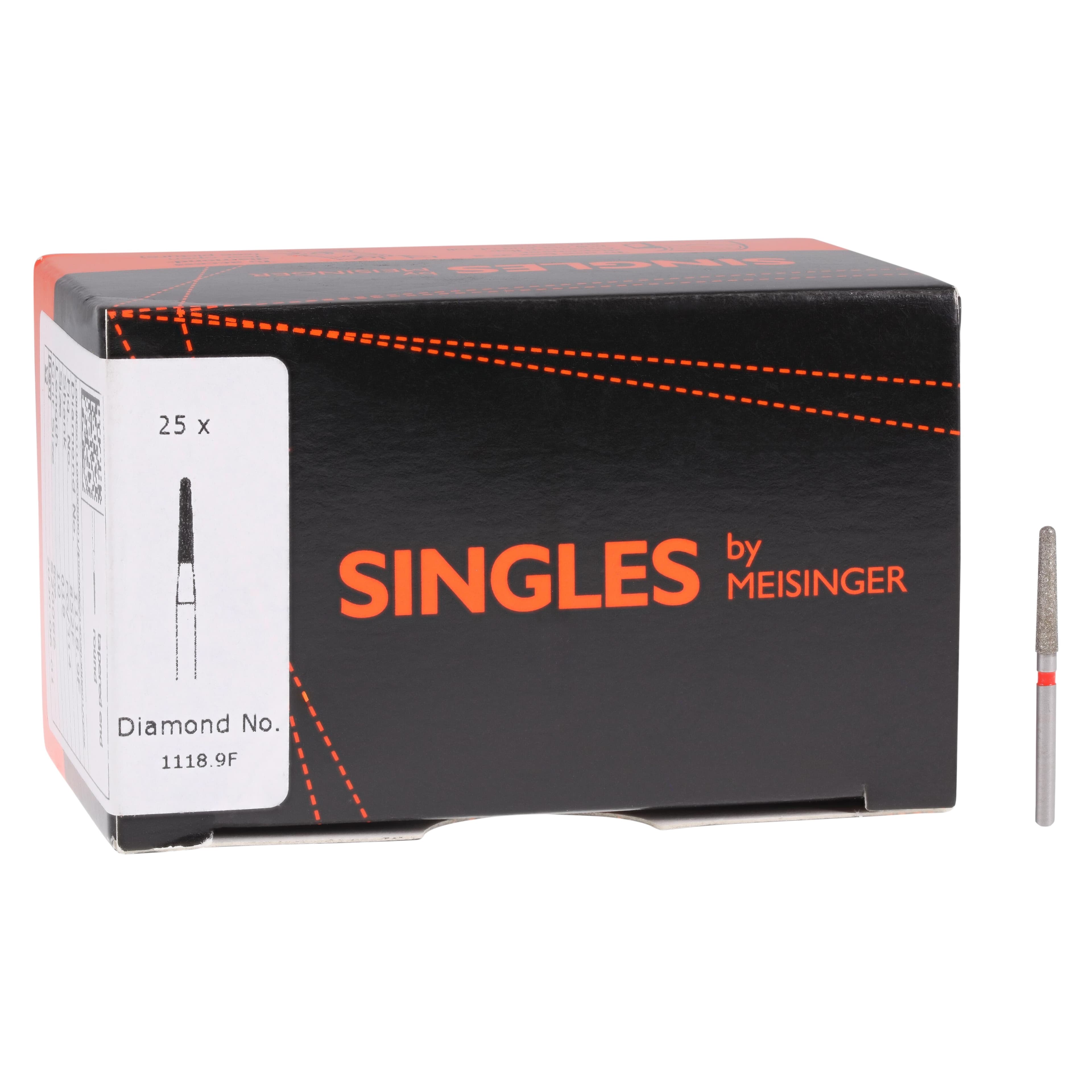 Meisinger Single-Use Sterile Diamond Bur, Friction Grip, Tapered Round End, Fine, Red, 1.8 mm, 25/Pk, 1118.9F thumbnail 4