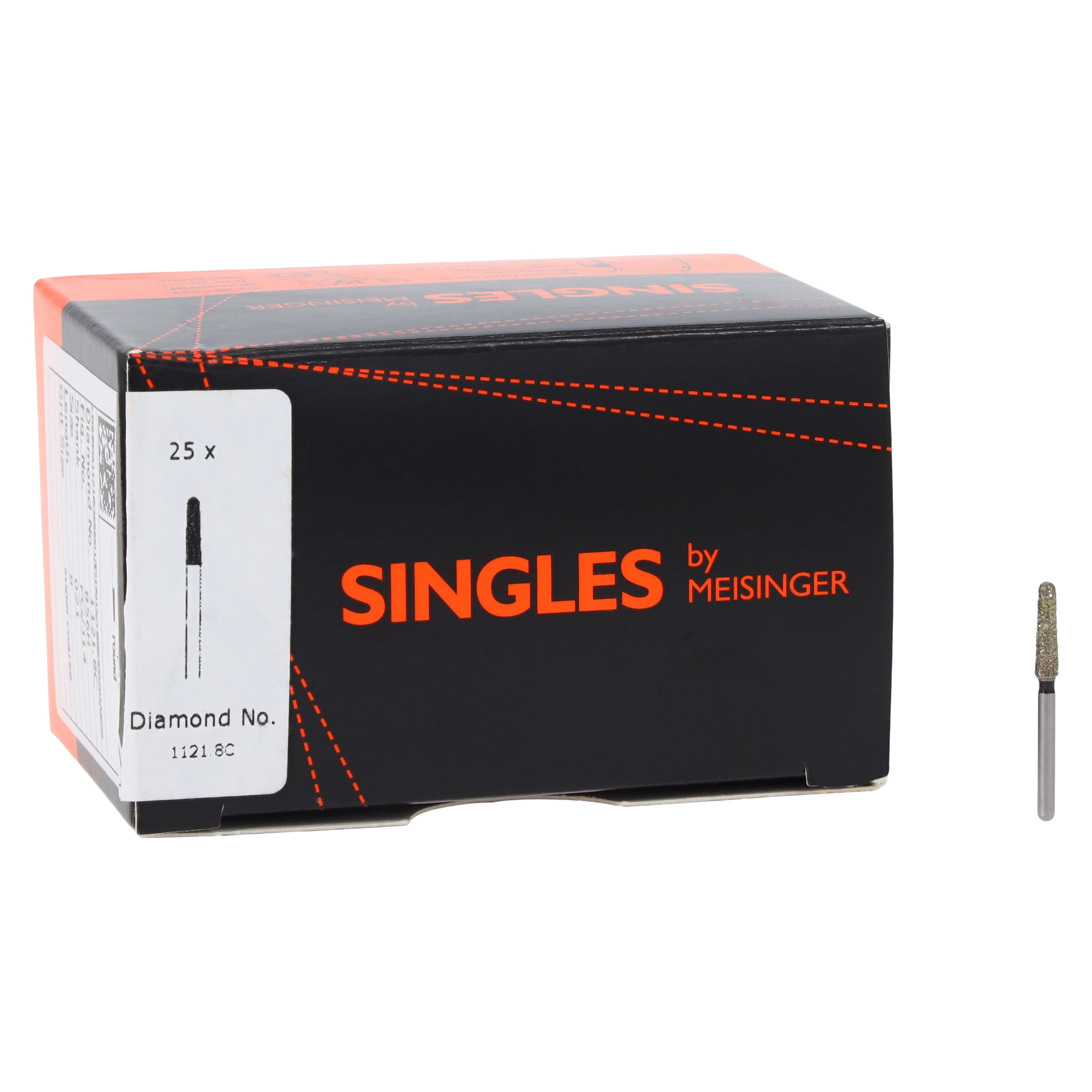 Meisinger Single-Use Sterile Diamond Bur, FG, Tapered Round End, #1121.8C, 2.1 mm, Super Coarse, Black, 25/Pk thumbnail 4