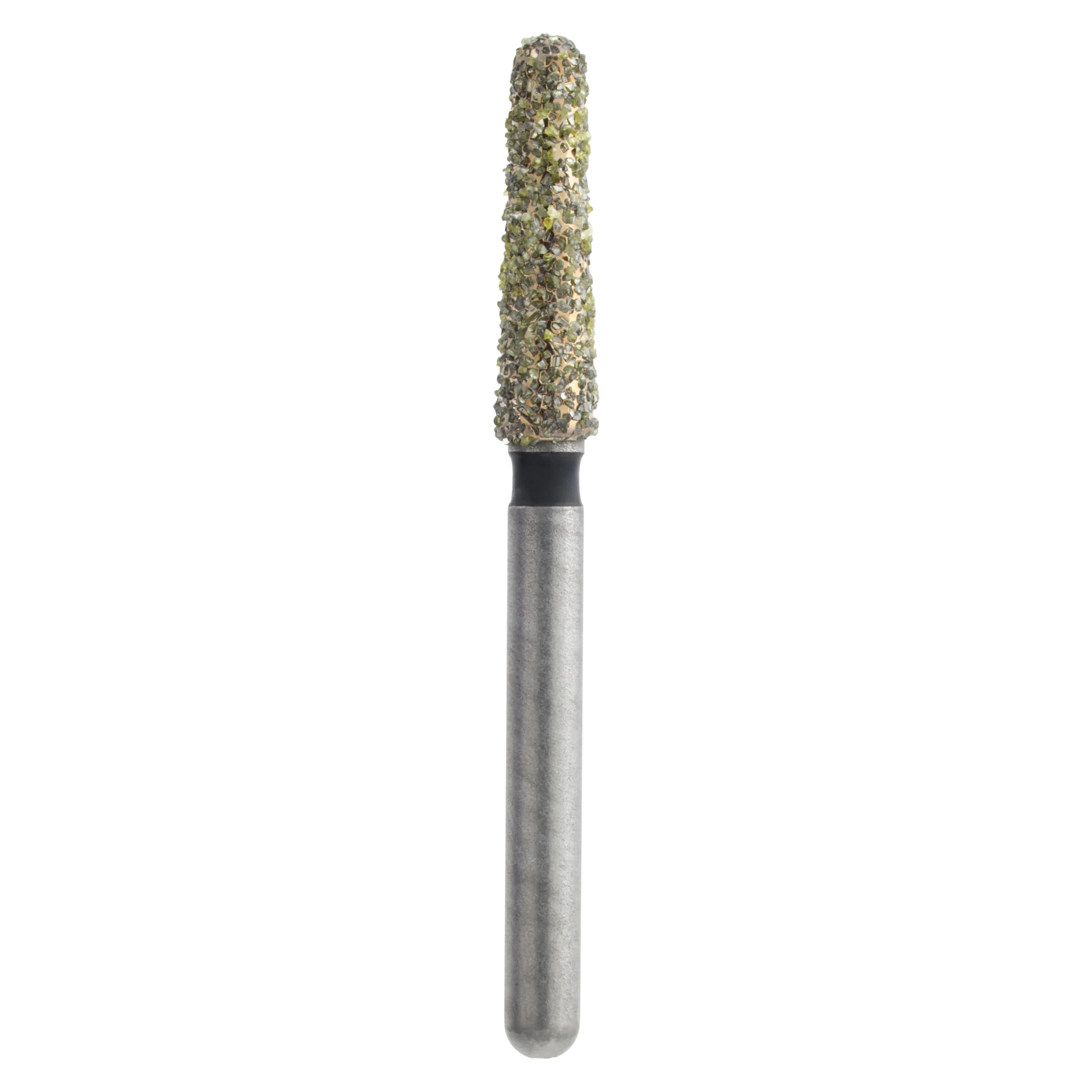 Meisinger Single-Use Sterile Diamond Bur, FG, Tapered Round End, #1121.8C, 2.1 mm, Super Coarse, Black, 25/Pk - Meisinger Single-Use Sterile Diamond Burs, FG, Tapered Round End, # 1121.8C, 2.1 mm, Coarse, Green, 25/Pk - Image 1