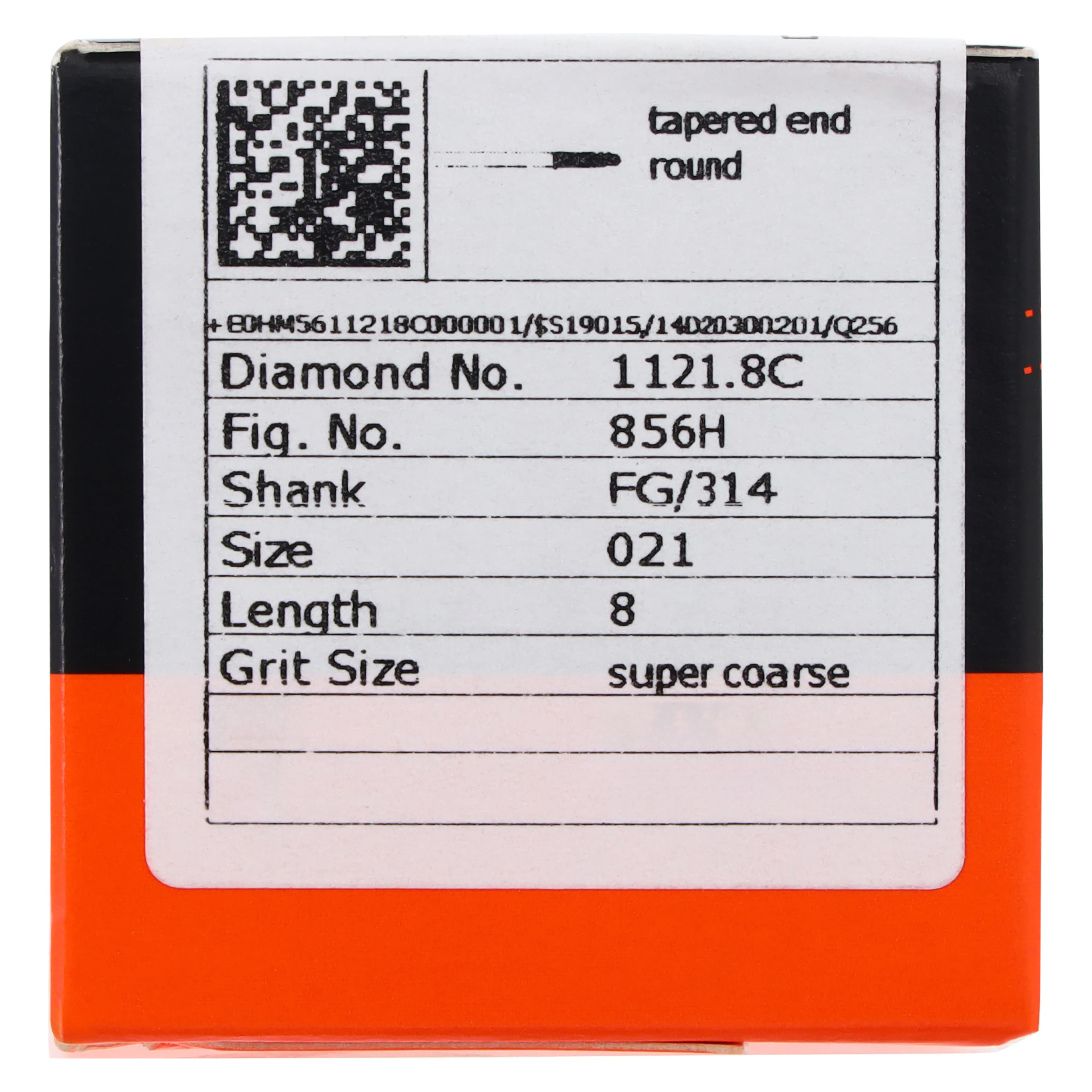 Meisinger Single-Use Sterile Diamond Bur, FG, Tapered Round End, #1121.8C, 2.1 mm, Super Coarse, Black, 25/Pk thumbnail 5