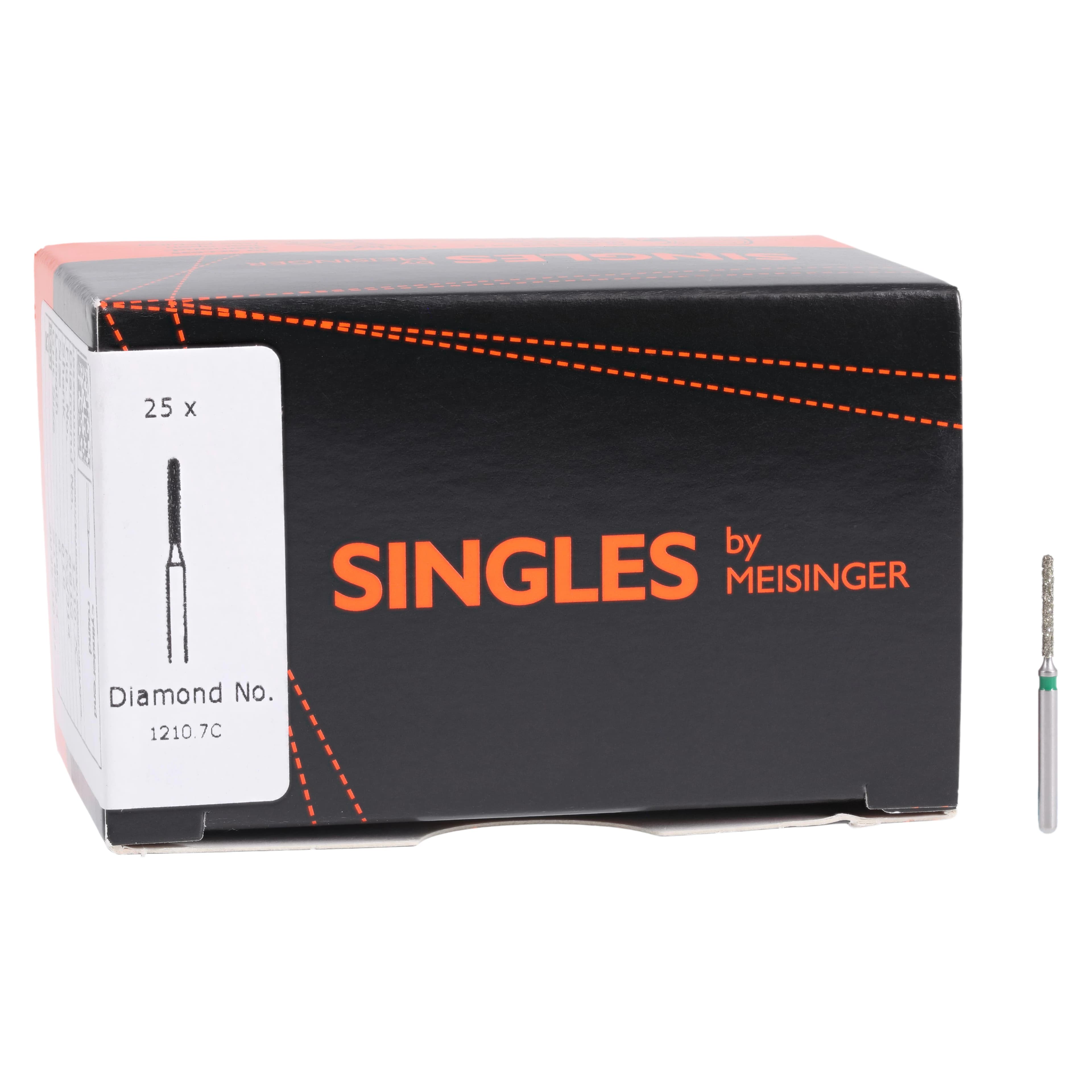 Meisinger Single-Use Sterile Diamond Burs, FG, Cylinder Round End, #1210.7C, 1.0 mm, Coarse, Green, 25/Pk thumbnail 3