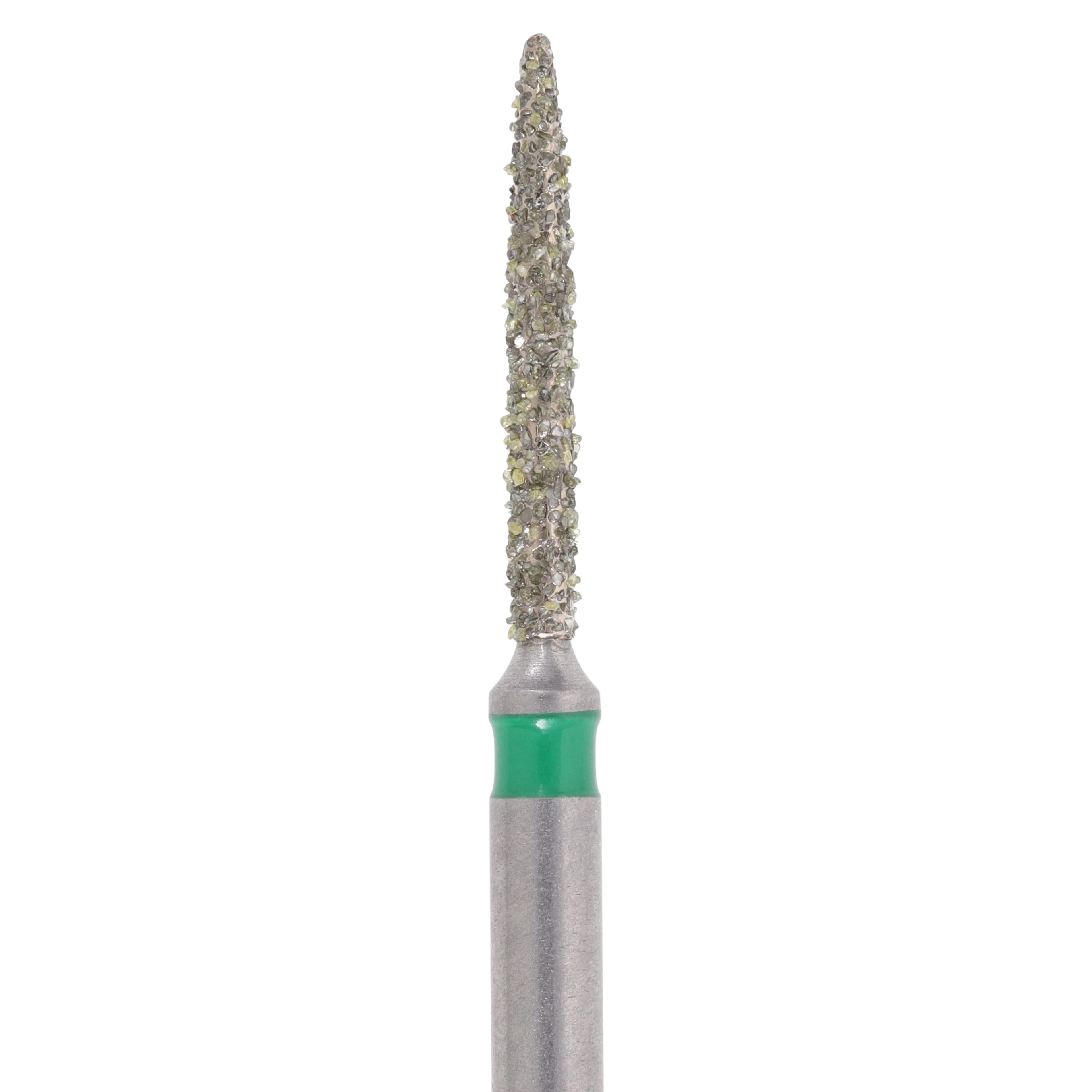 Meisinger Single-Use Sterile Diamond Burs, FG, Flame, #1510.8C, 1.0 mm, Coarse, Green, 25/Pk thumbnail 2