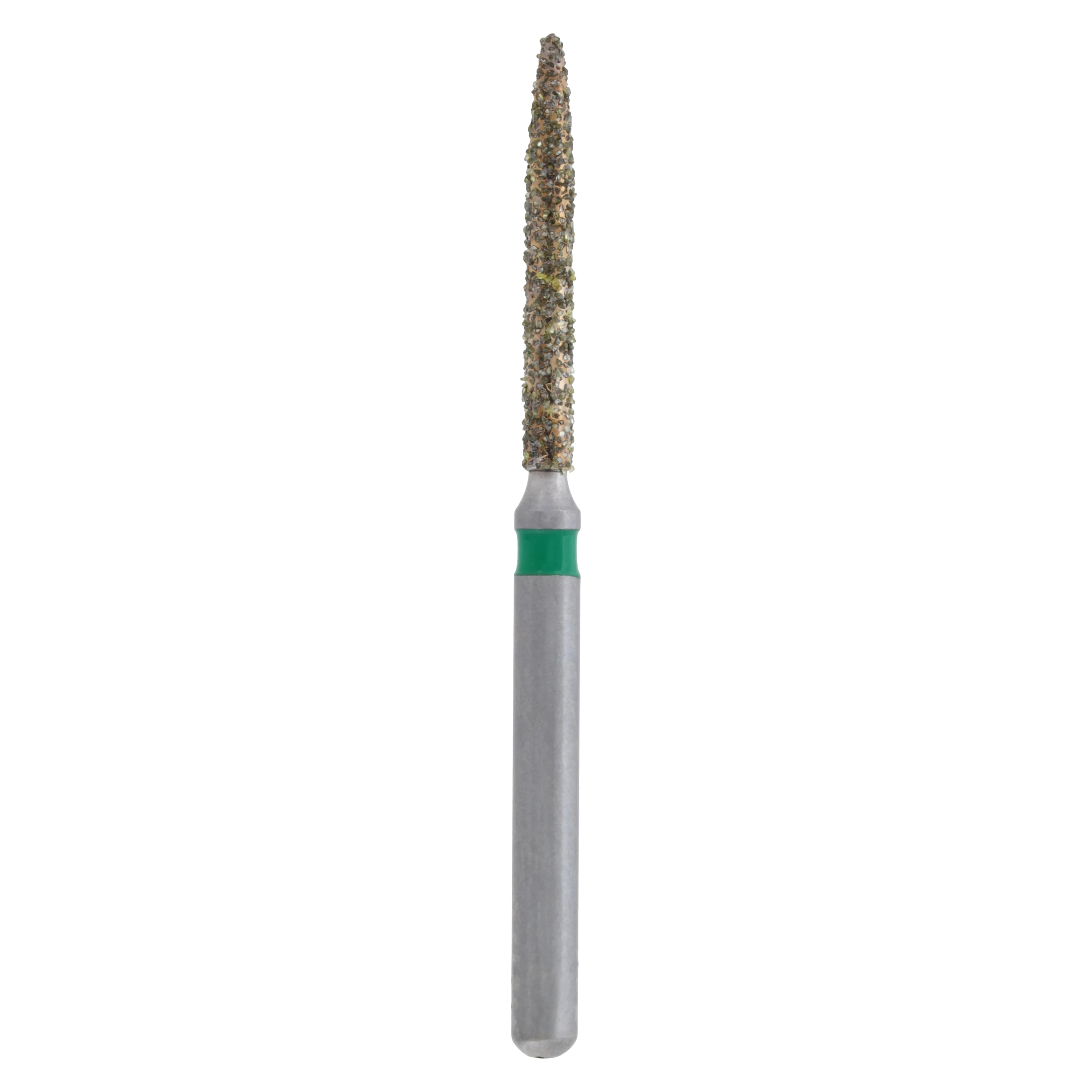 Meisinger Single-Use Sterile Diamond Burs, FG, Flame, #1512.10C, 1.2 mm, Coarse, Green, 25/Pk - Meisinger Single-Use Sterile Diamond Burs, FG, Flame, # 1512.10C, 1.2 mm, Coarse, Green, 25/Pk - Image 1