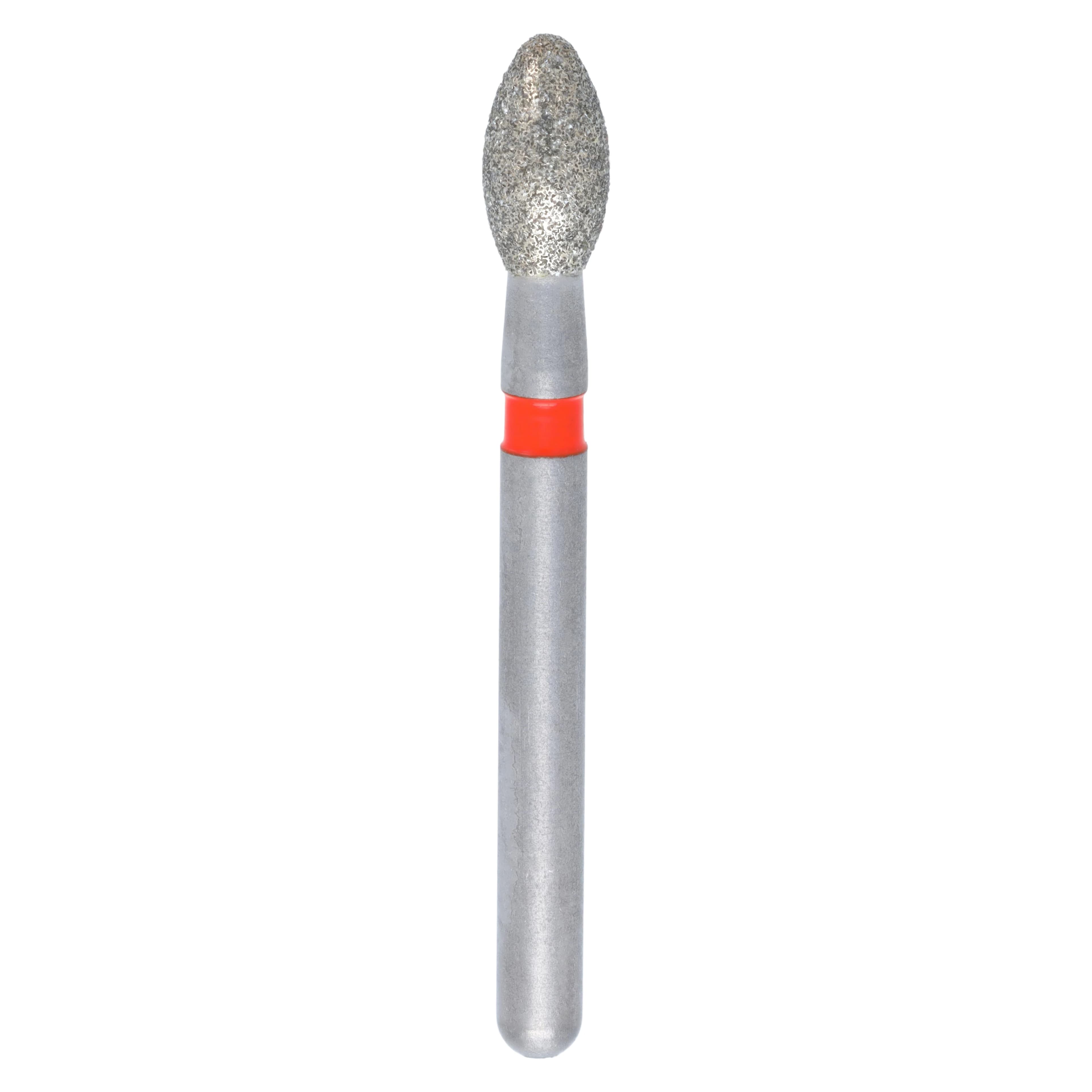 Meisinger Single-Use Sterile Diamond Bur, Friction Grip, Egg/Football Shape, #1900F, 2.3 mm Head Diameter, Fine Grit, Red Ring, 25/Pk - Single-Use Sterile Diamond Bur, Friction Grip, Egg, 1900F, 2.3 mm, Fine, Red, 25/Pk, 1900F - Image 1