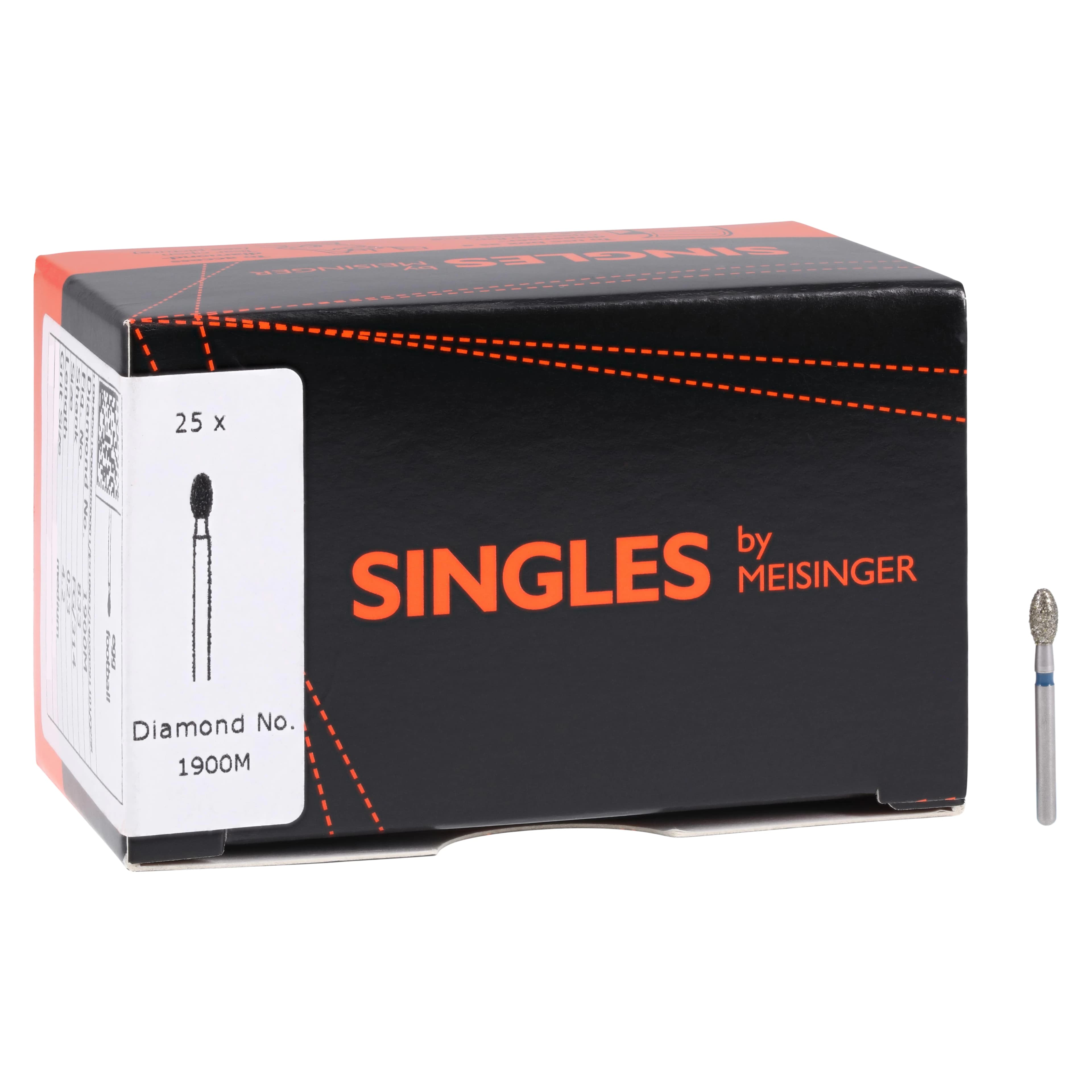 Meisinger Single-Use Sterile Diamond Burs, FG, Egg, #1900M, 2.3 mm, Medium, Blue, 25/Pk thumbnail 4