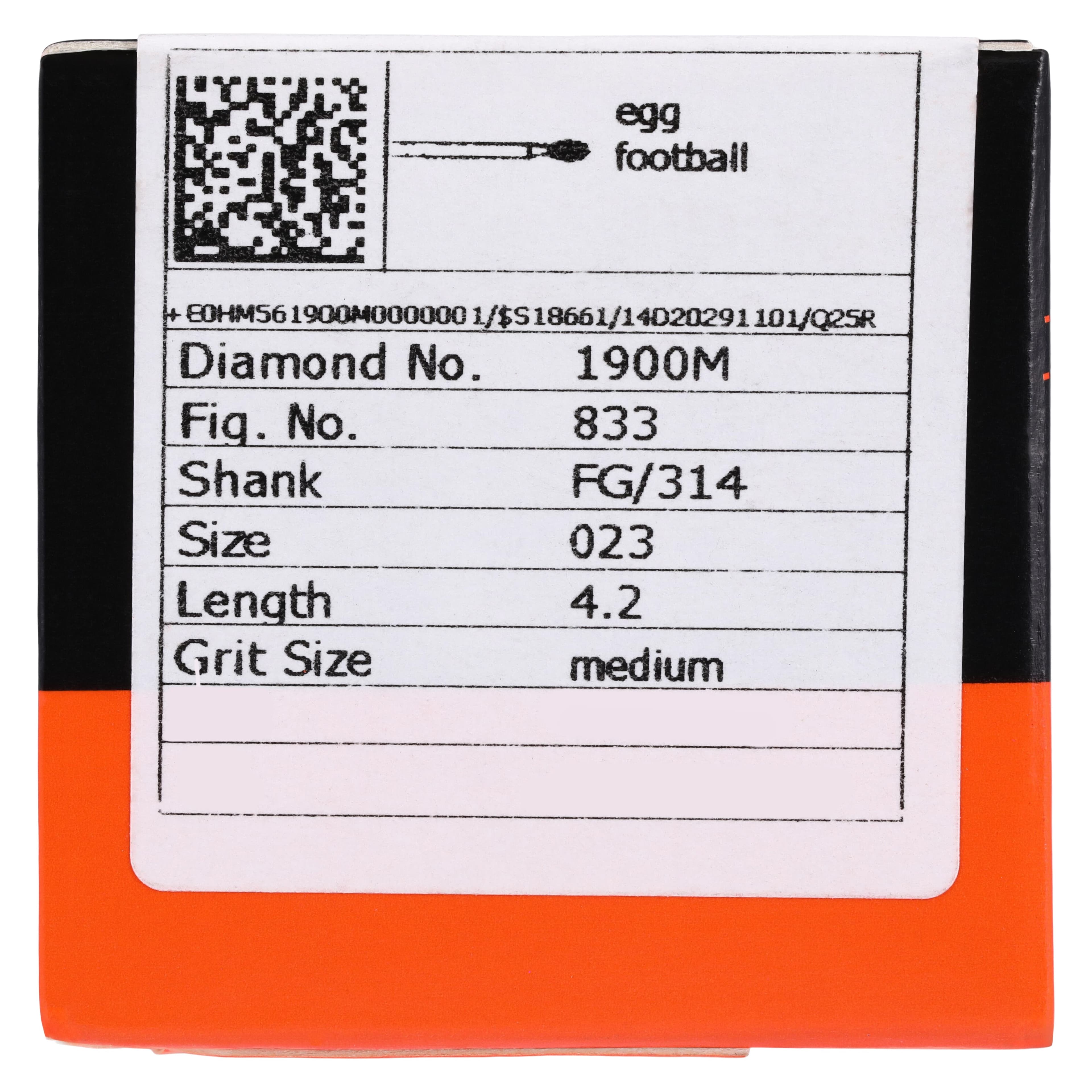 Meisinger Single-Use Sterile Diamond Burs, FG, Egg, #1900M, 2.3 mm, Medium, Blue, 25/Pk thumbnail 5
