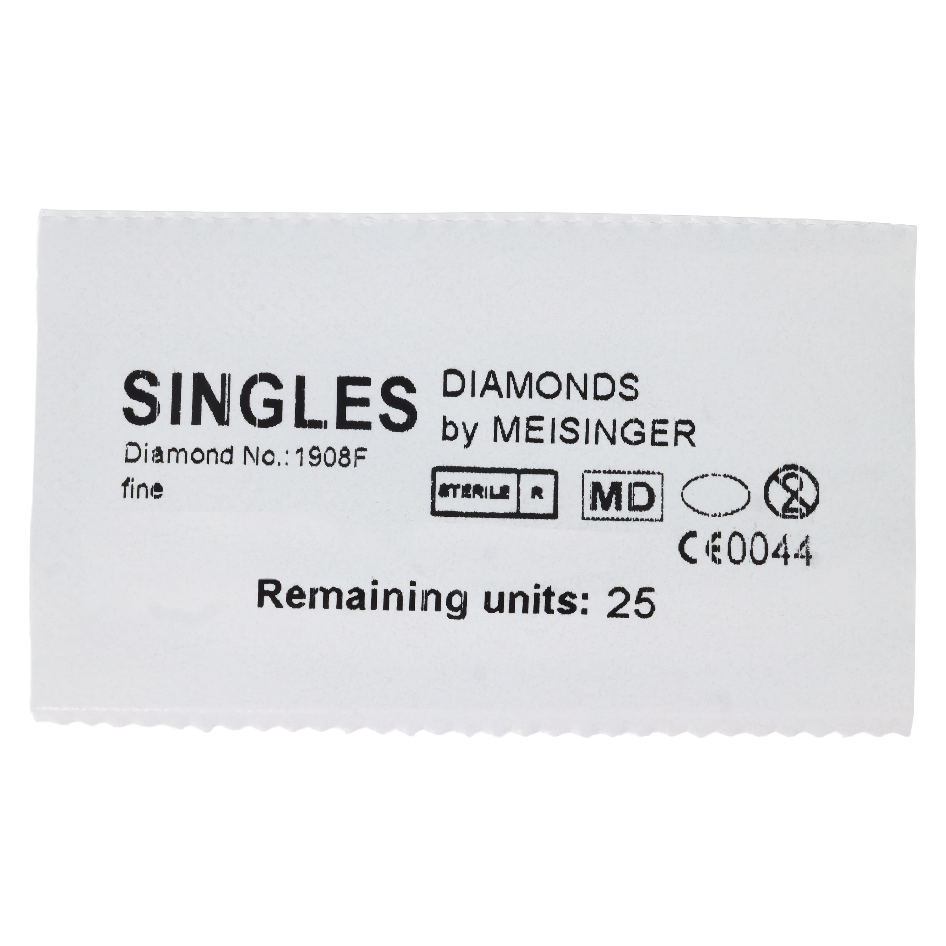 Meisinger Single-Use Sterile Diamond Bur, Friction Grip, Egg/Football Shape, Fine Grit, Red Band, 1.8 mm Head Diameter, 3.4 mm Length, #1908F, 25/Pk thumbnail 9