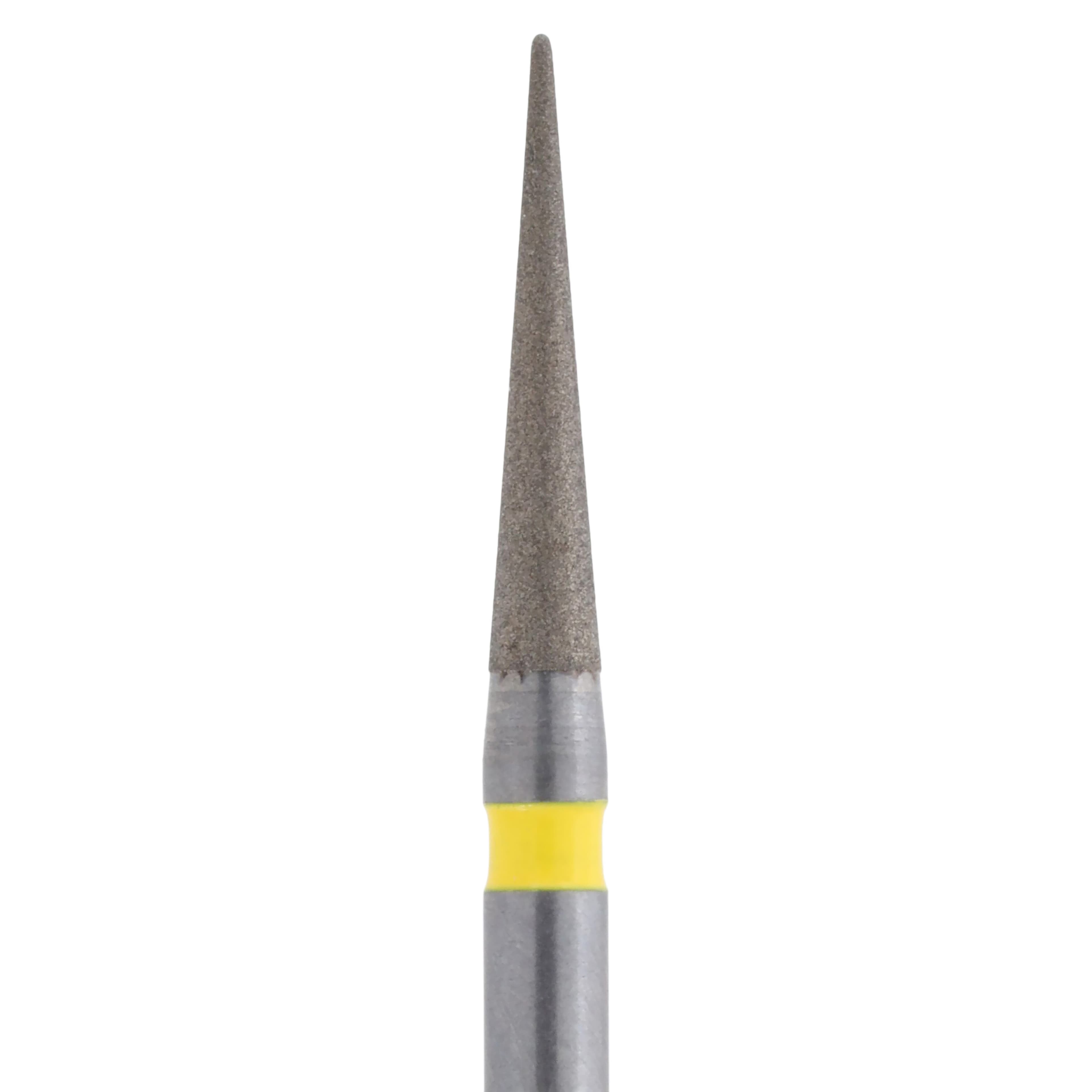 Meisinger FG Single-Use Diamonds, Extra Fine, #3314.8VF, Pointed Needle, 1.4mm Diameter, 8.0mm Length, Yellow, 25/Pk thumbnail 2