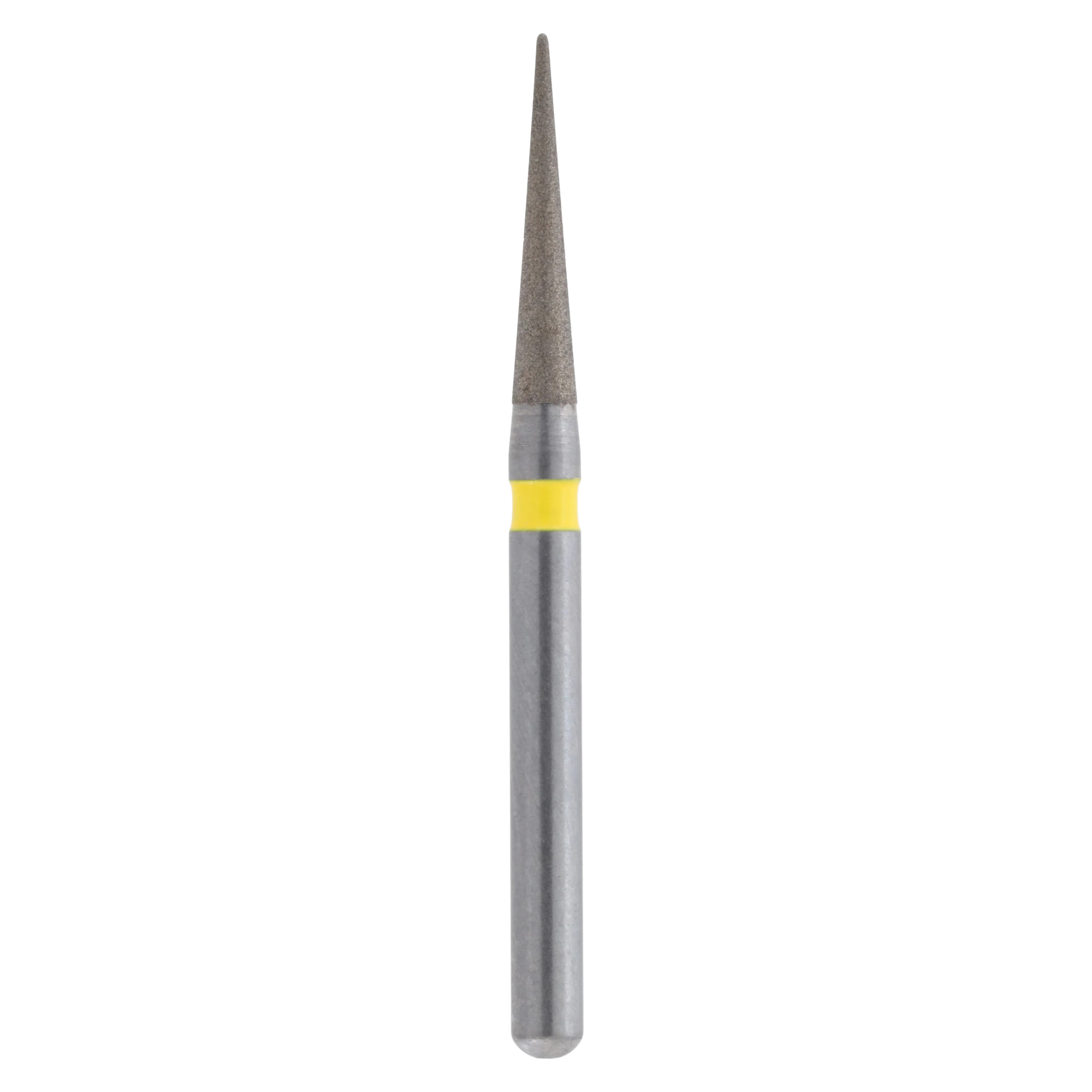 Meisinger FG Single-Use Diamonds, Extra Fine, #3314.8VF, Pointed Needle, 1.4mm Diameter, 8.0mm Length, Yellow, 25/Pk - Meisinger FG Single-Use Diamonds - Extra Fine - #3314.8VF - Image 1