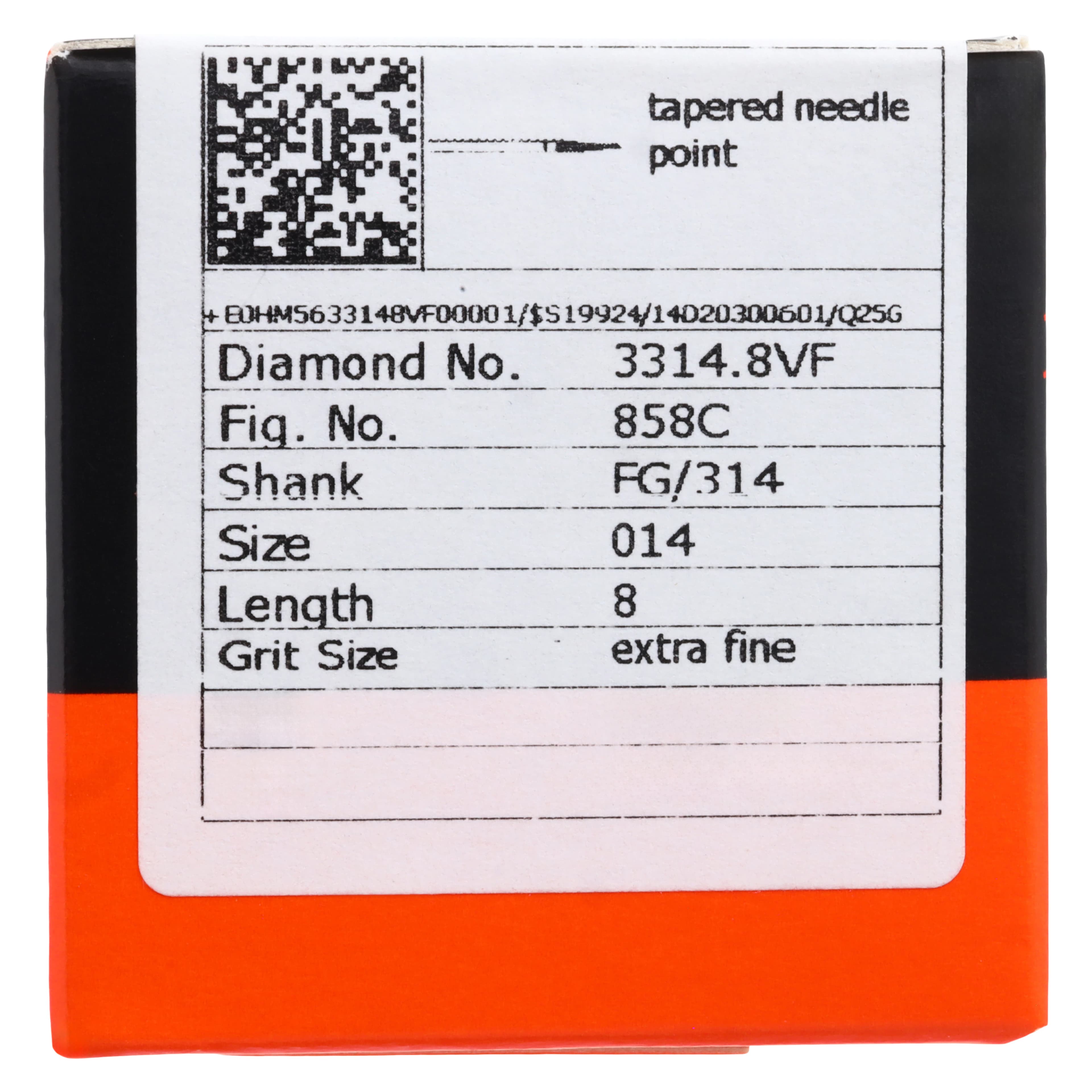 Meisinger FG Single-Use Diamonds, Extra Fine, #3314.8VF, Pointed Needle, 1.4mm Diameter, 8.0mm Length, Yellow, 25/Pk thumbnail 5