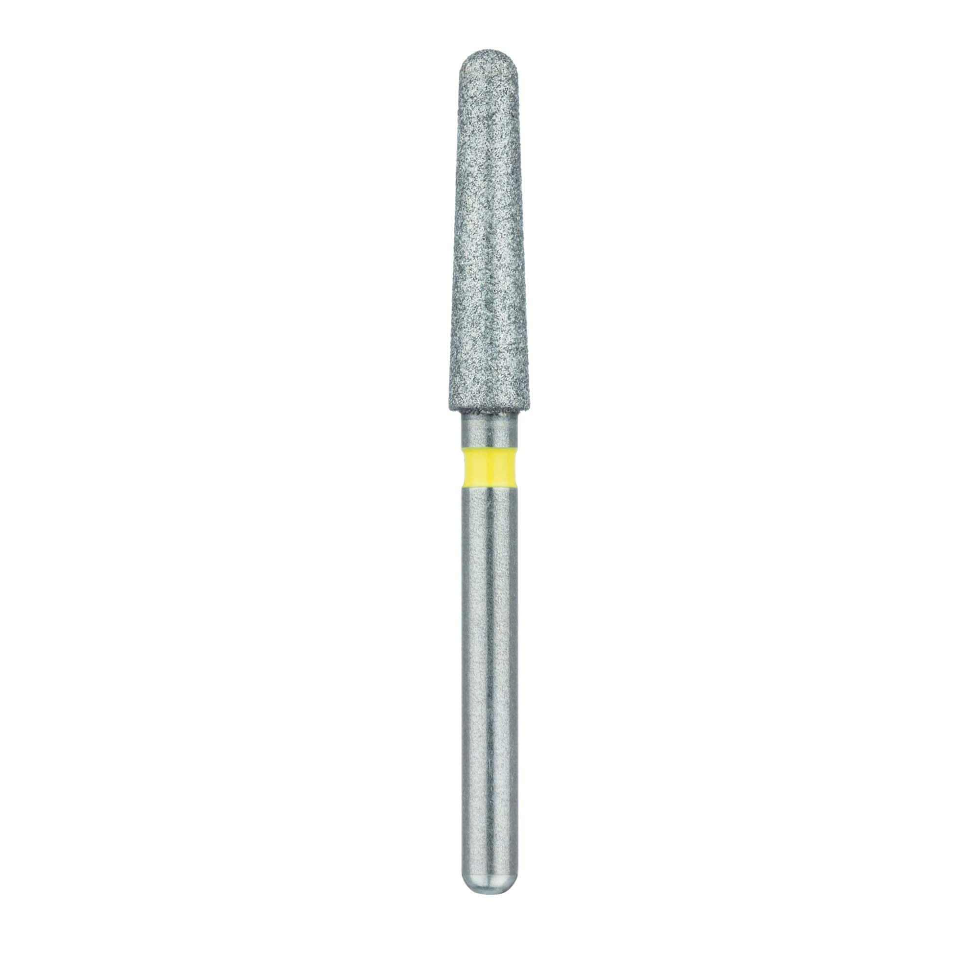 Meisinger 852Z2-024-FG Zirconia Diamond Bur, Round End Taper, Extra Fine Grit (Yellow), 2.4 mm Head Diameter, 10 mm Head Length, Friction Grip, 5/Pack thumbnail 2