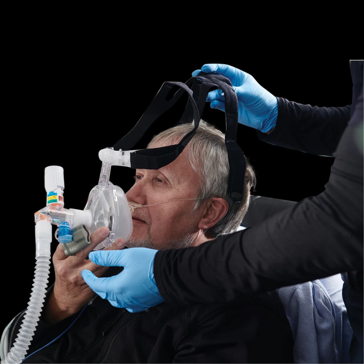 Pulmodyne O2-MAX Emergency CPAP System with BiTrac ED Mask, Adult Large, Fixed Flow, Disposable, 10/Case - O2-MAX w/BiTrac Mask Adt Lg - Image 1