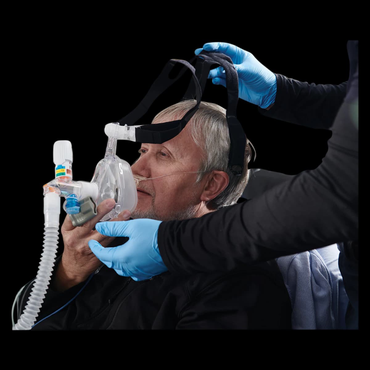 Pulmodyne O2-MAX CPAP System with BiTrac ED Mask, Adult Medium, Fixed Flow, Disposable, with Nebulizer Canister and Ohmeda Quick-Connect - O2-MAX w/BiTrac/Adt Neb - Image 1