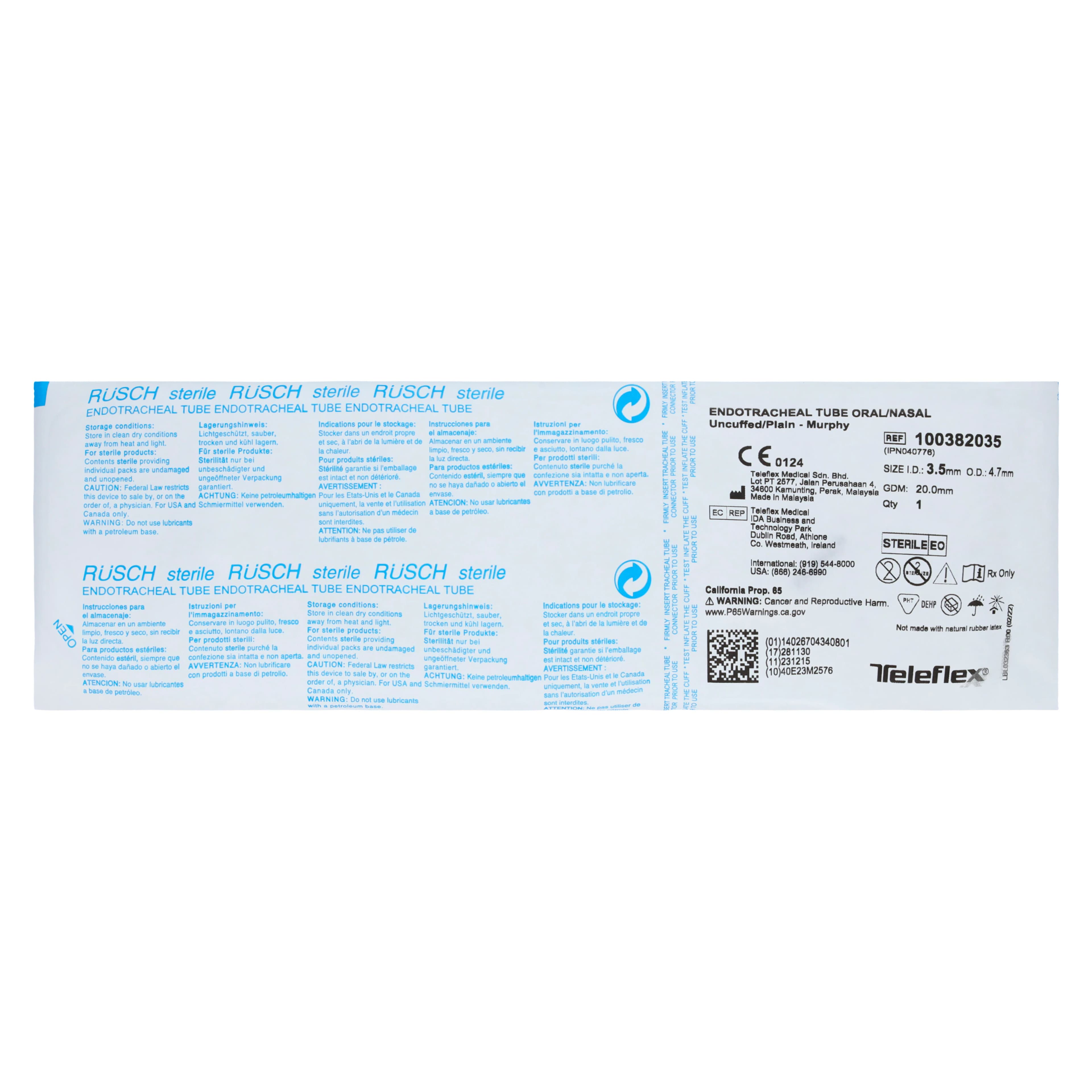 Rusch Murphy Endotracheal Tube, Uncuffed, 10/Box thumbnail 3