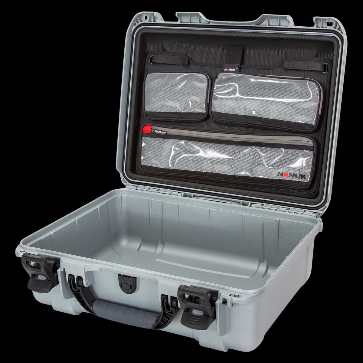 Nanuk 930 Waterproof Hard Case with Lid Organizer Divider, Silver - Nanuk 930 w/lid org div Silver - Image 1