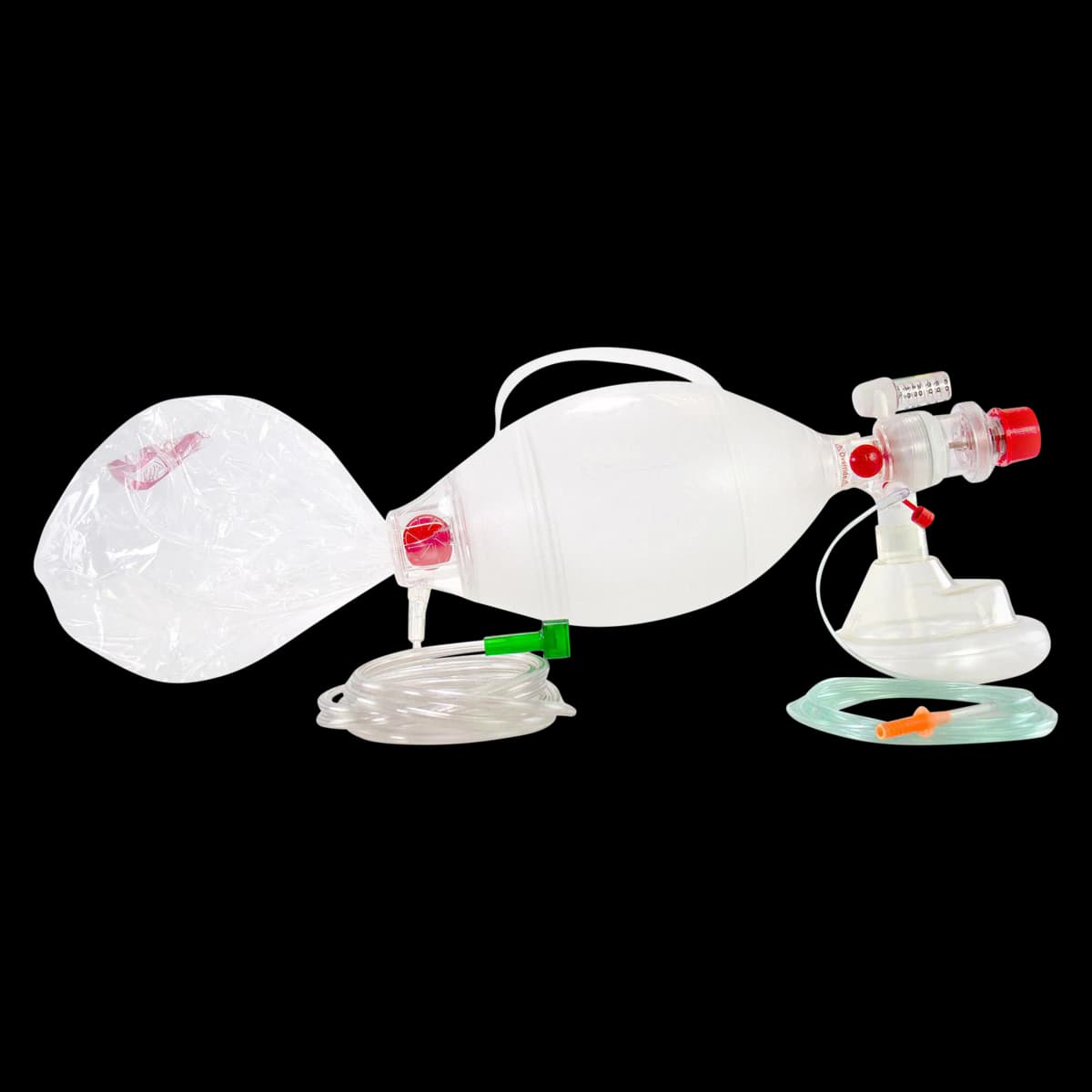 Ambu SPUR II Adult Disposable Bag Valve Mask (BVM) Resuscitator with Reservoir Mask, 12/Case - Adt BVM Med Mask Tubing ETCO2 - Image 1