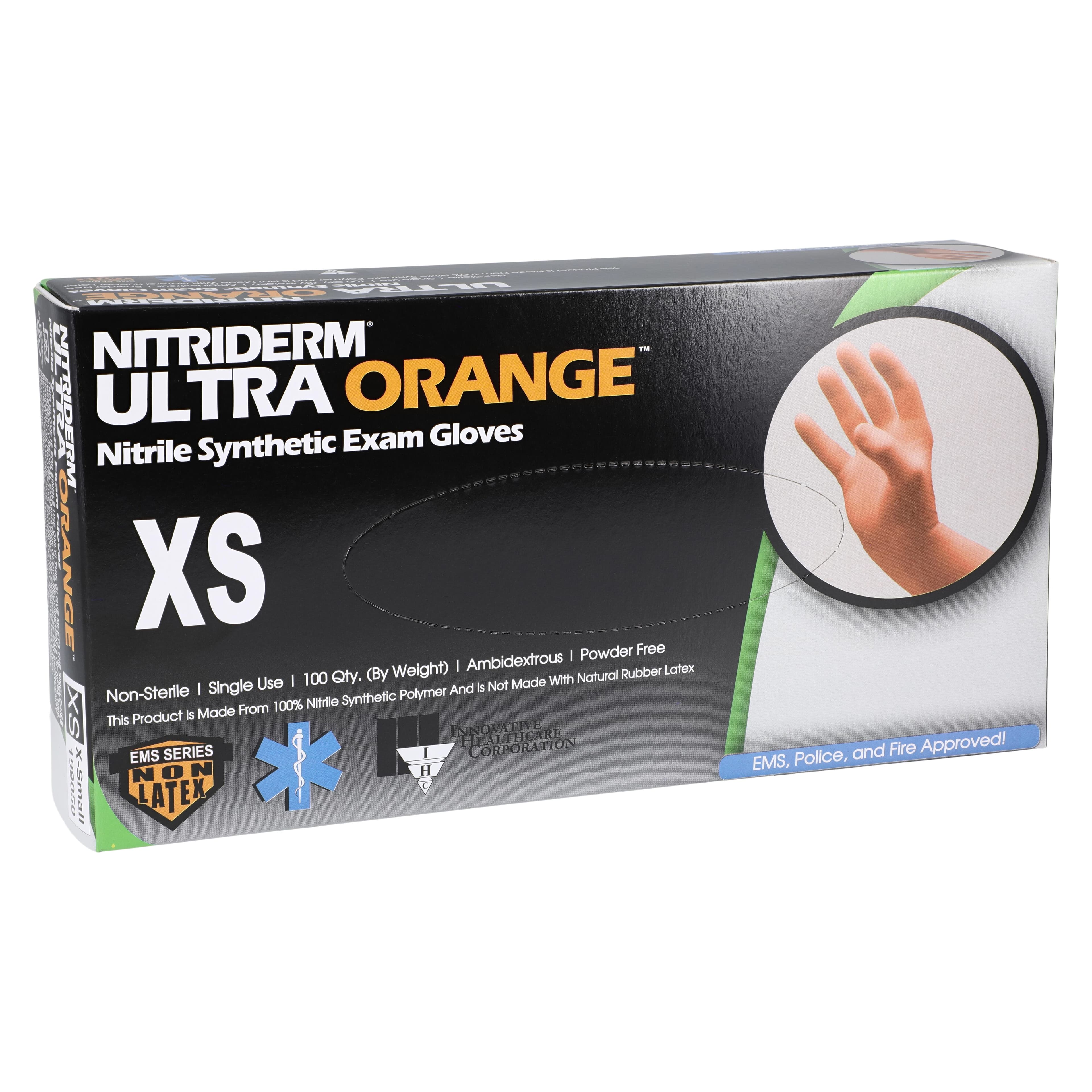 NitriDerm Ultra Orange Nitrile Exam Gloves, X-Small, Orange, Non-Sterile, 10 Boxes/Case - NitriDerm Ultra Orange - Image 1