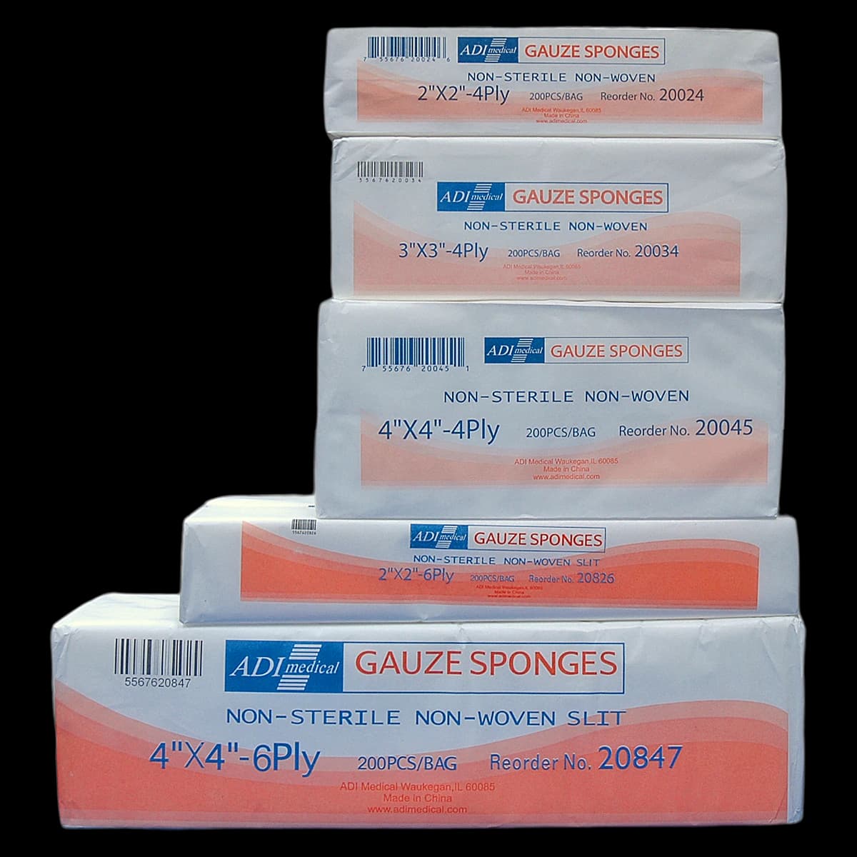 Adi Medical Woven Cotton Gauze Sponge, 4" x 8", 12 Ply, Non-Sterile - Gauze Sponge Woven NS 12Ply - Image 1