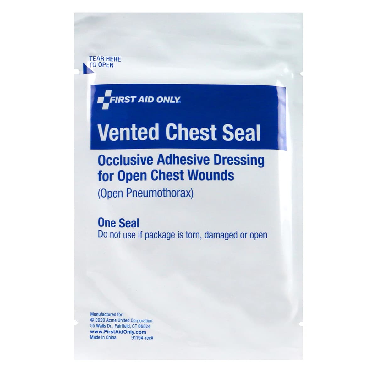 Beacon Medical Vented Chest Seal, Single, Poly Film - Chest Seal Vented Single - Image 1